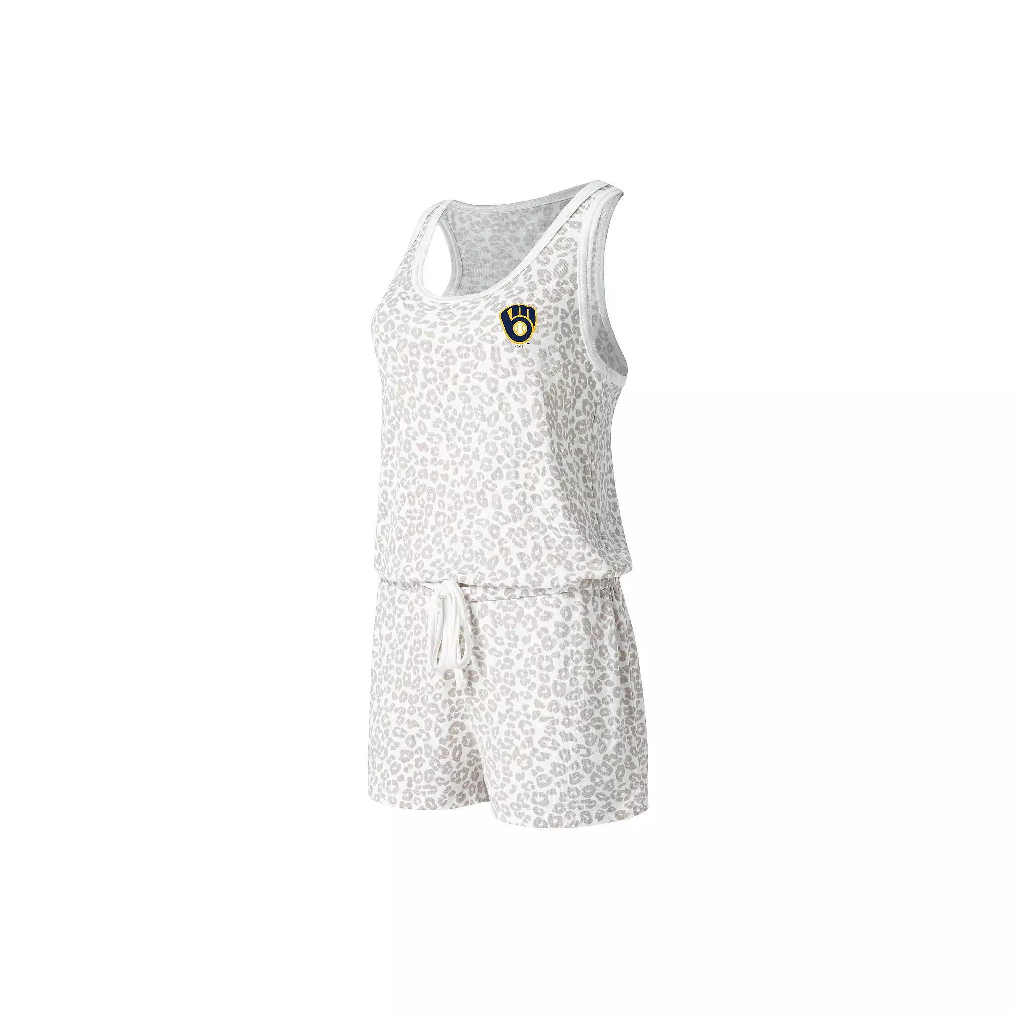 Women's Concepts Sport Cream Milwaukee Brewers Montana Hacci Knit Romper, Size: 3XL, Beige Product Image