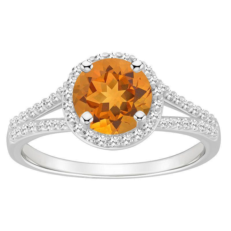 Celebration Gems Sterling Silver 7 mm Round Gemstone and 1/4 Carat T.W. Diamond Split Shank Ring, Women's, Size: 10, Red Product Image