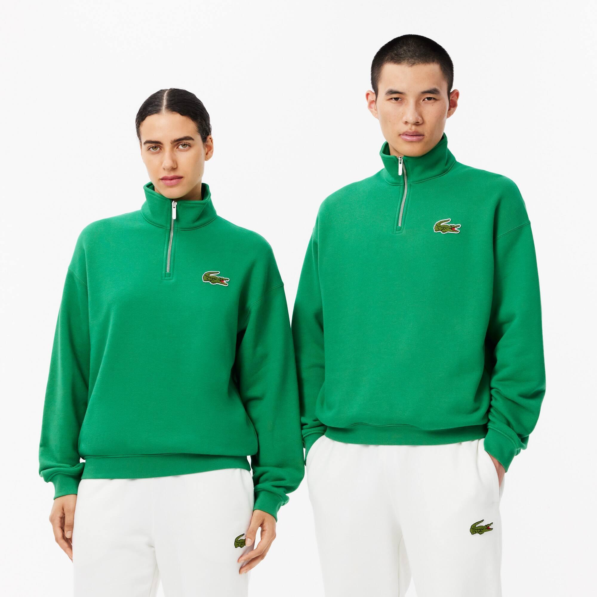 Unisex Loose Fit Badge Accent Half-Zip Sweatshirt Product Image