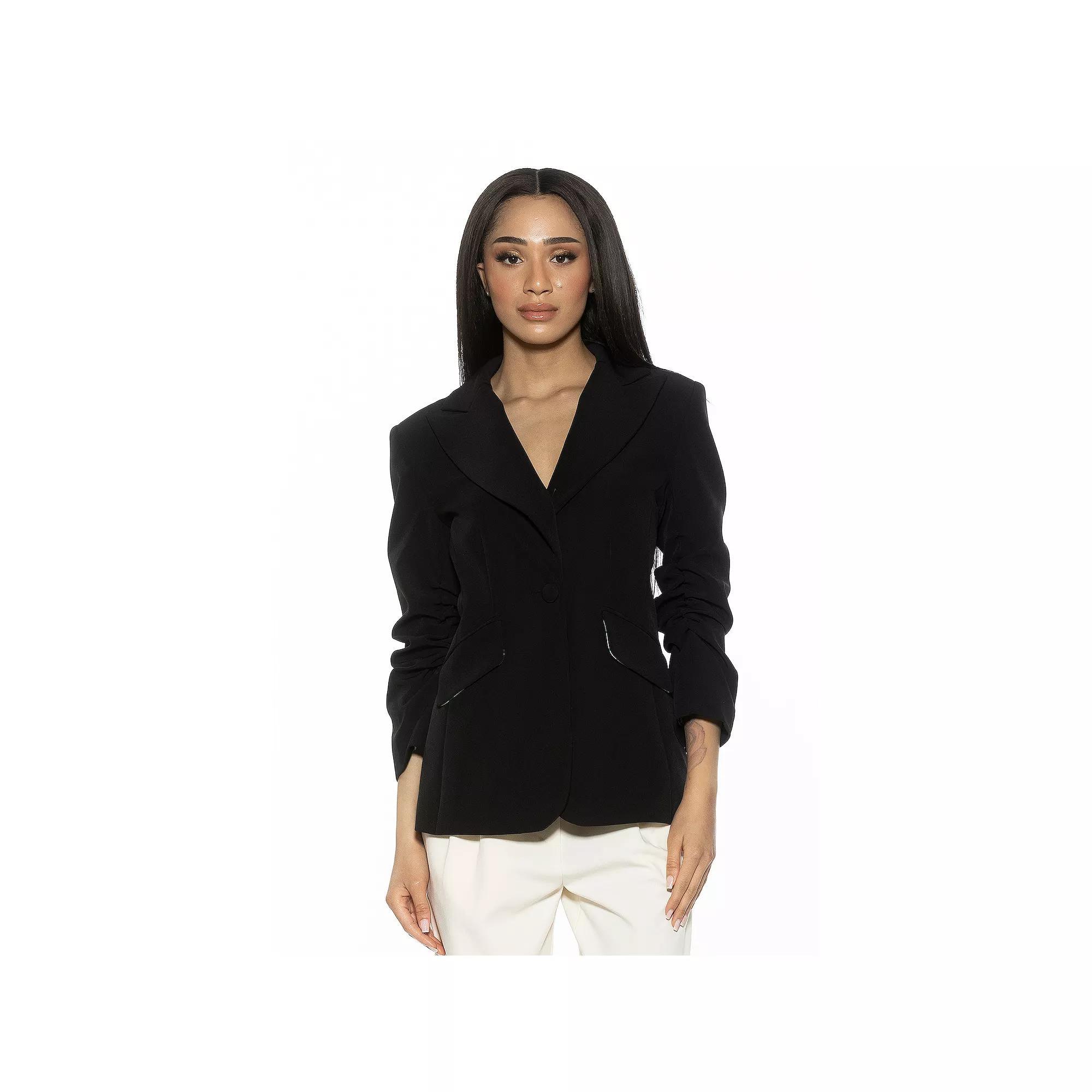 Women's ALEXIA ADMOR Tau Scrunched Sleeve Blazer, Size: 2, Black Product Image