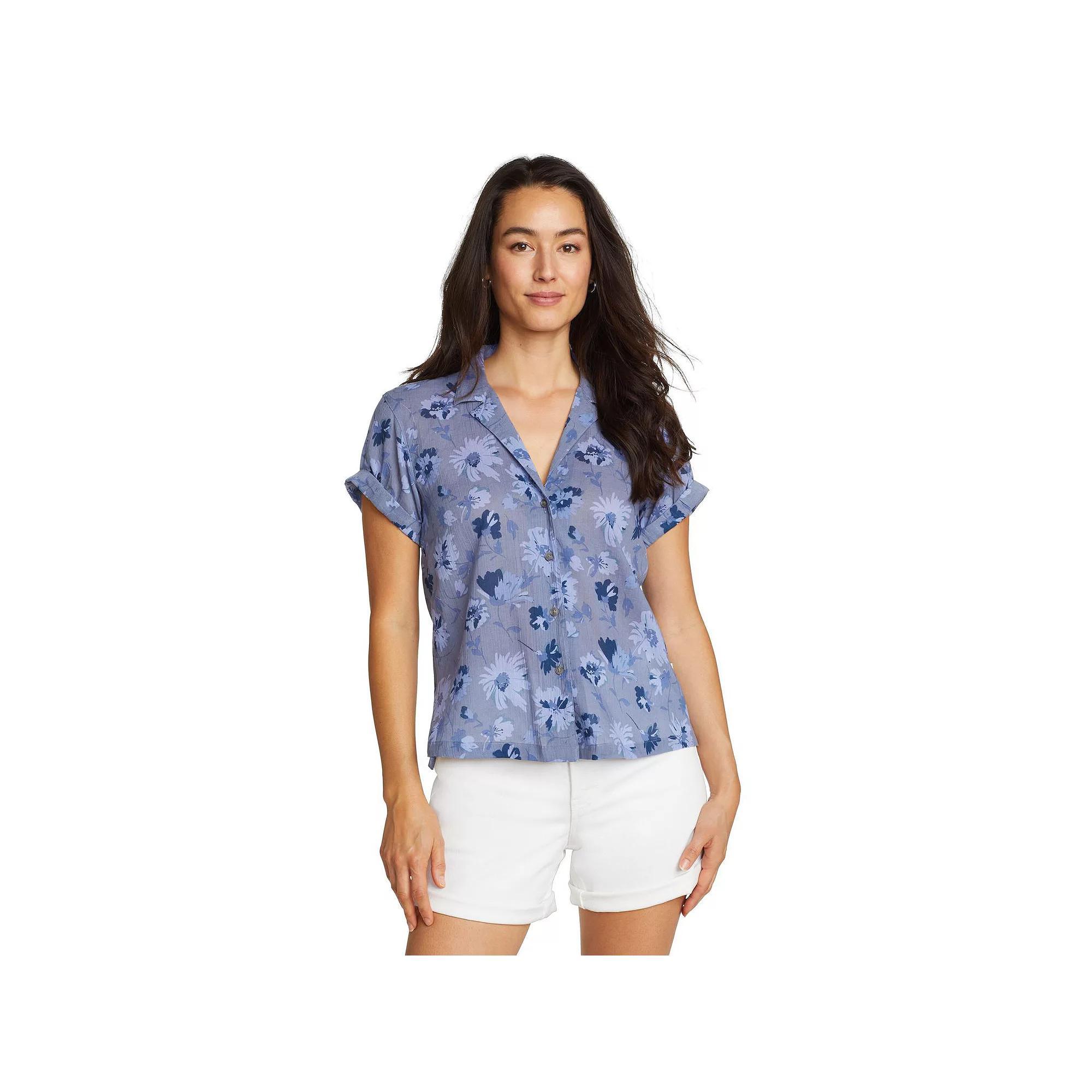 Petite Eddie Bauer Packable Camp Shirt, Women's, Size: XL Petite, Aster Product Image