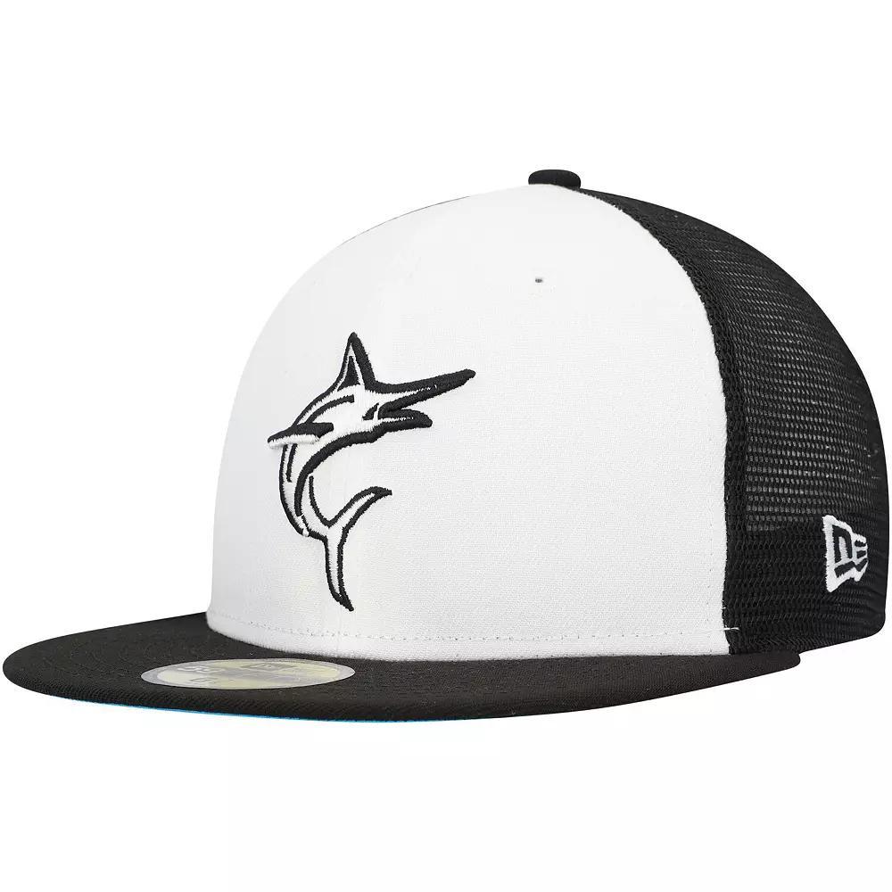 Men's New Era White/Black Miami Marlins 2023 On-Field Batting Practice 59FIFTY Fitted Hat, Size: 7 Product Image
