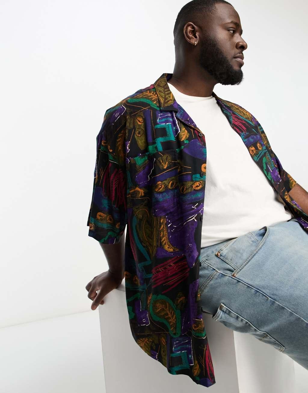 ASOS DESIGN boxy oversized long camp collar shirt Product Image