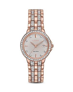 Citizen Eco-Drive Womens Silhouette Crystal Stainless Steel Watch - EW2340-58A Two Tone Product Image