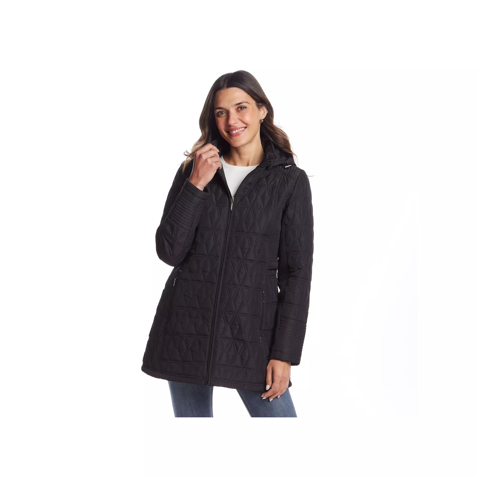 Women's Weathercast Quilted Hooded Walker Jacket, Size: Medium, Black Product Image