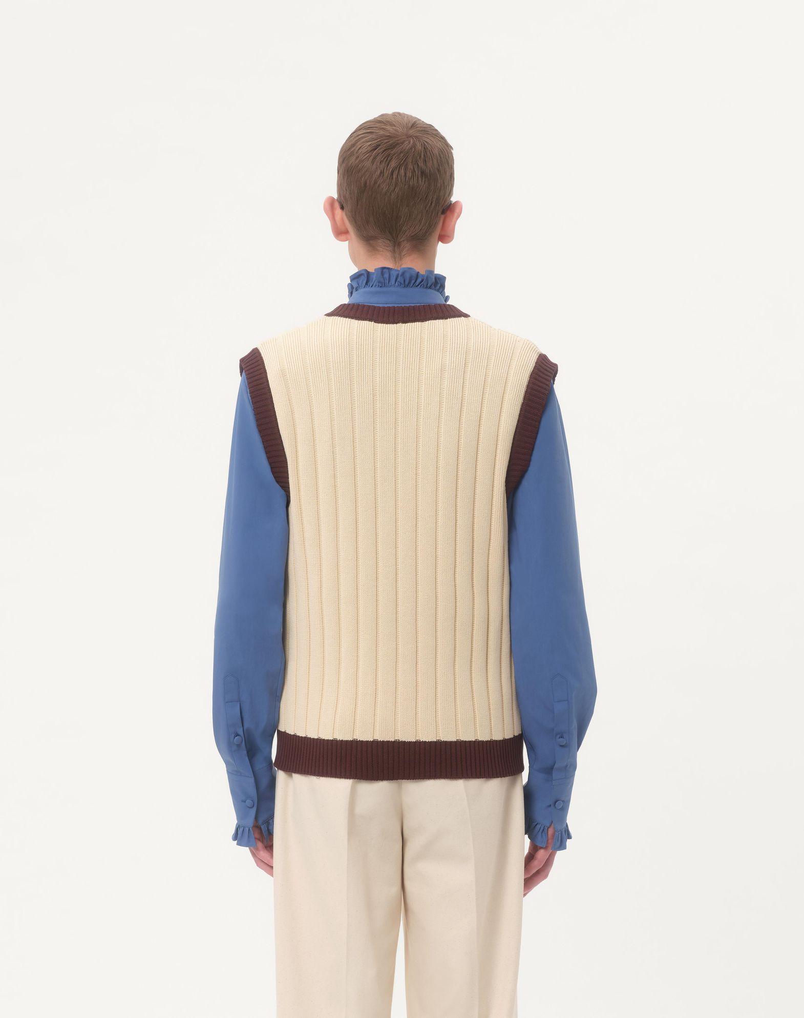 Ribbed Cotton Vest With Vg Embroidery Product Image