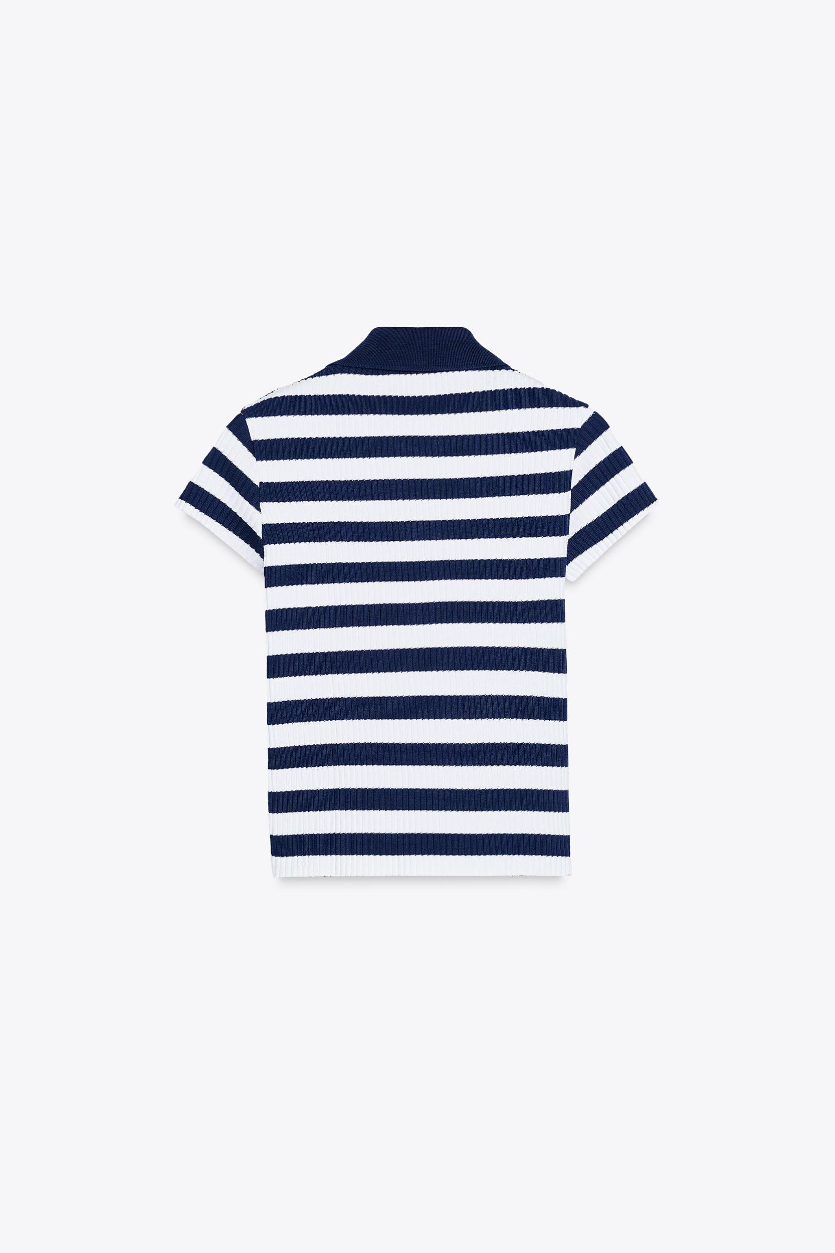 STRIPED RIBBED POLO SHIRT Product Image