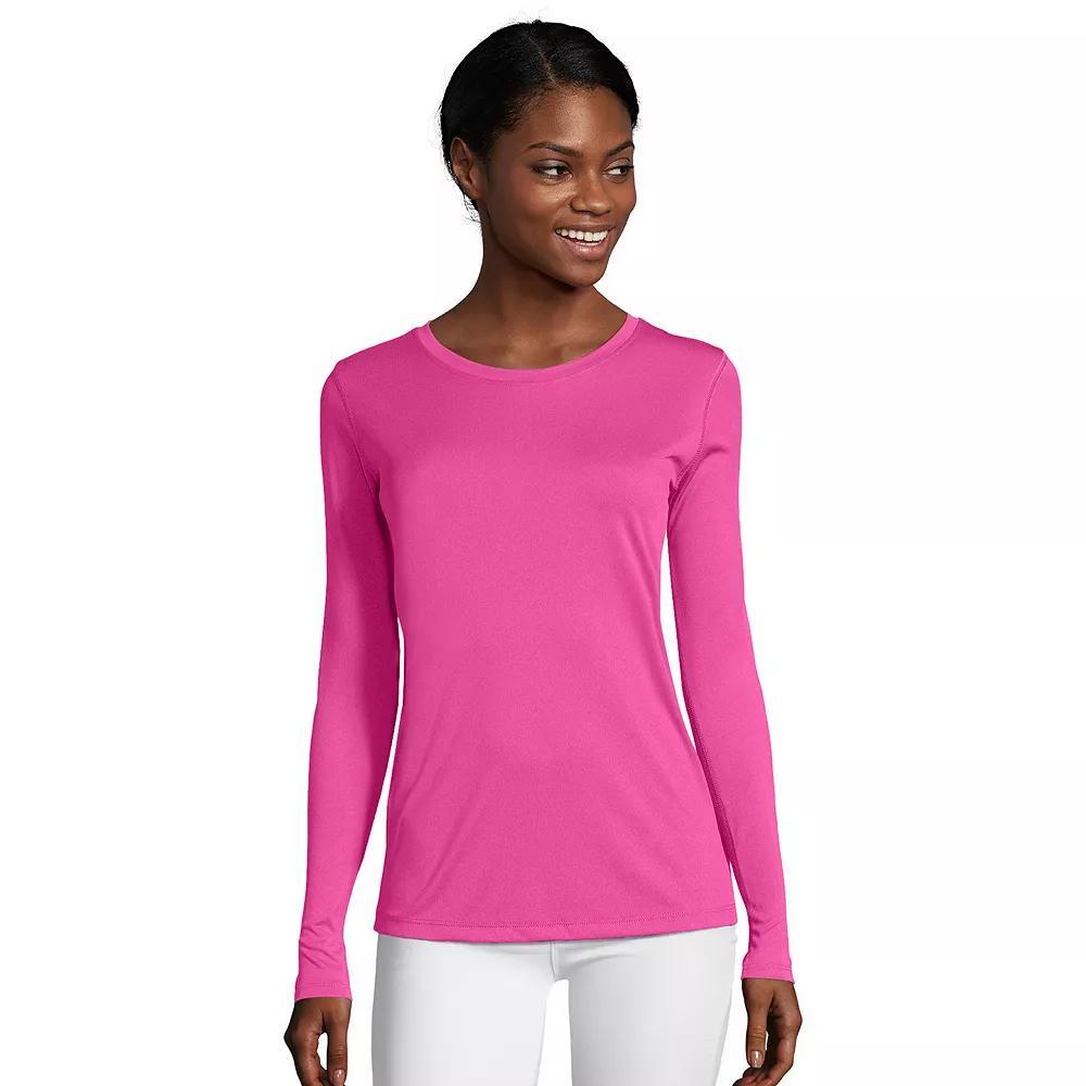 Women's Hanes® Cool Dri Long-Sleeve Performance Tee, Size: XL, Black Product Image