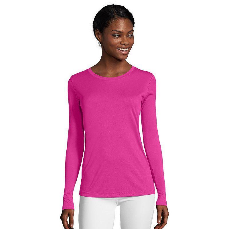 Women's Hanes® Cool Dri Long-Sleeve Performance Tee, Size: XL, Black Product Image