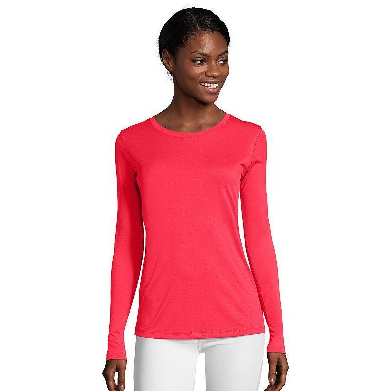 Women's Hanes® Cool Dri Long-Sleeve Performance Tee, Size: XL, Black Product Image