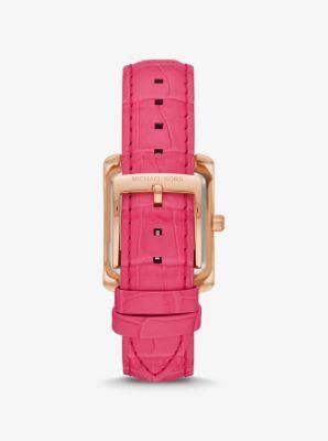 Emery Pavé Rose Gold-Tone and Crocodile Embossed Leather Watch Product Image