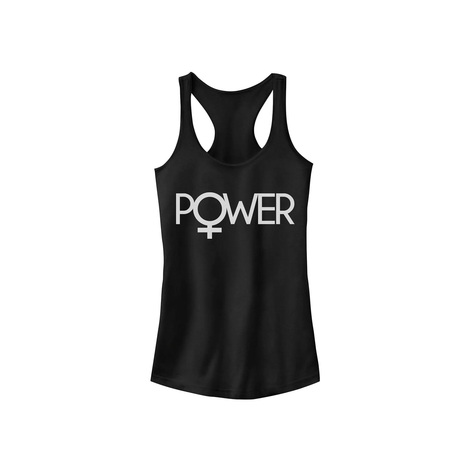 Juniors' Chin-Up Girl Power Ideal Racerback Tank Top, Girl's, Size: Small, Black Product Image