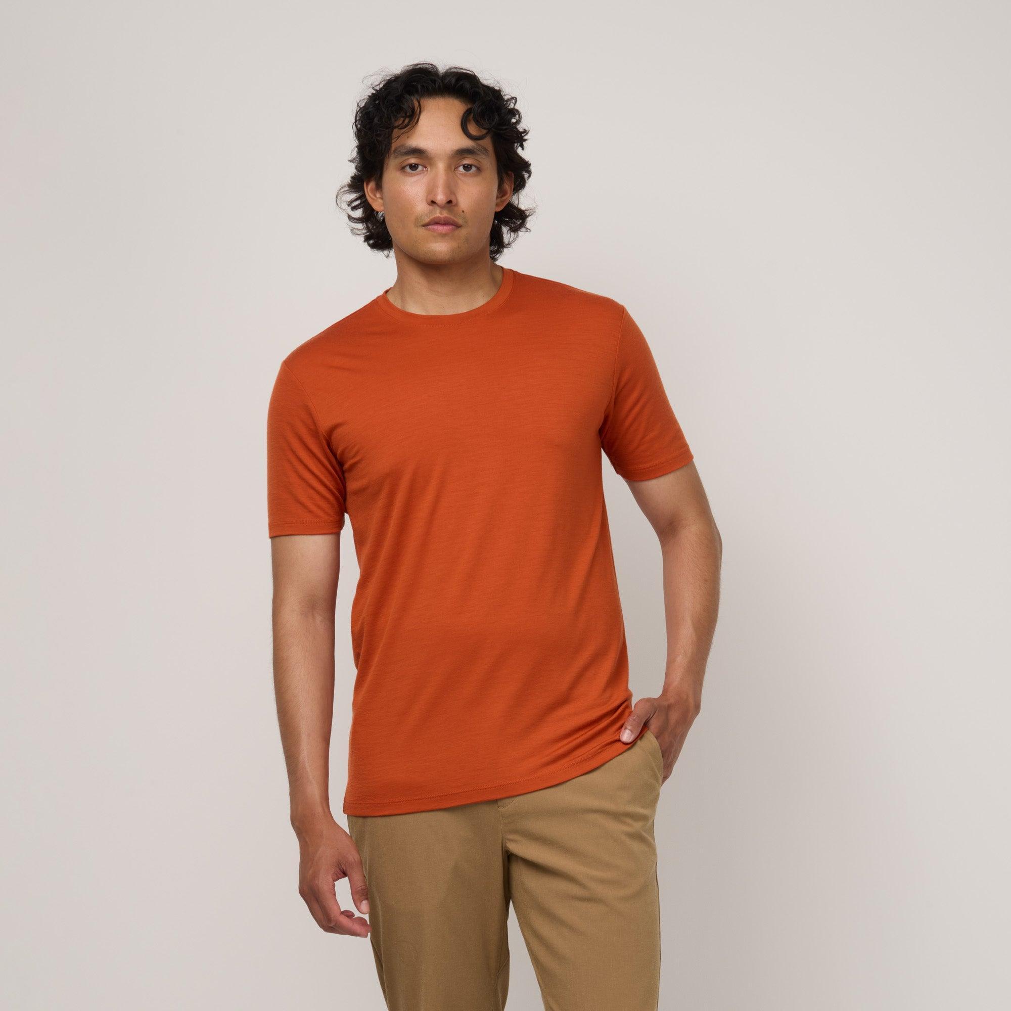 100% Merino Wool Crew Neck Tee | Terracotta Product Image