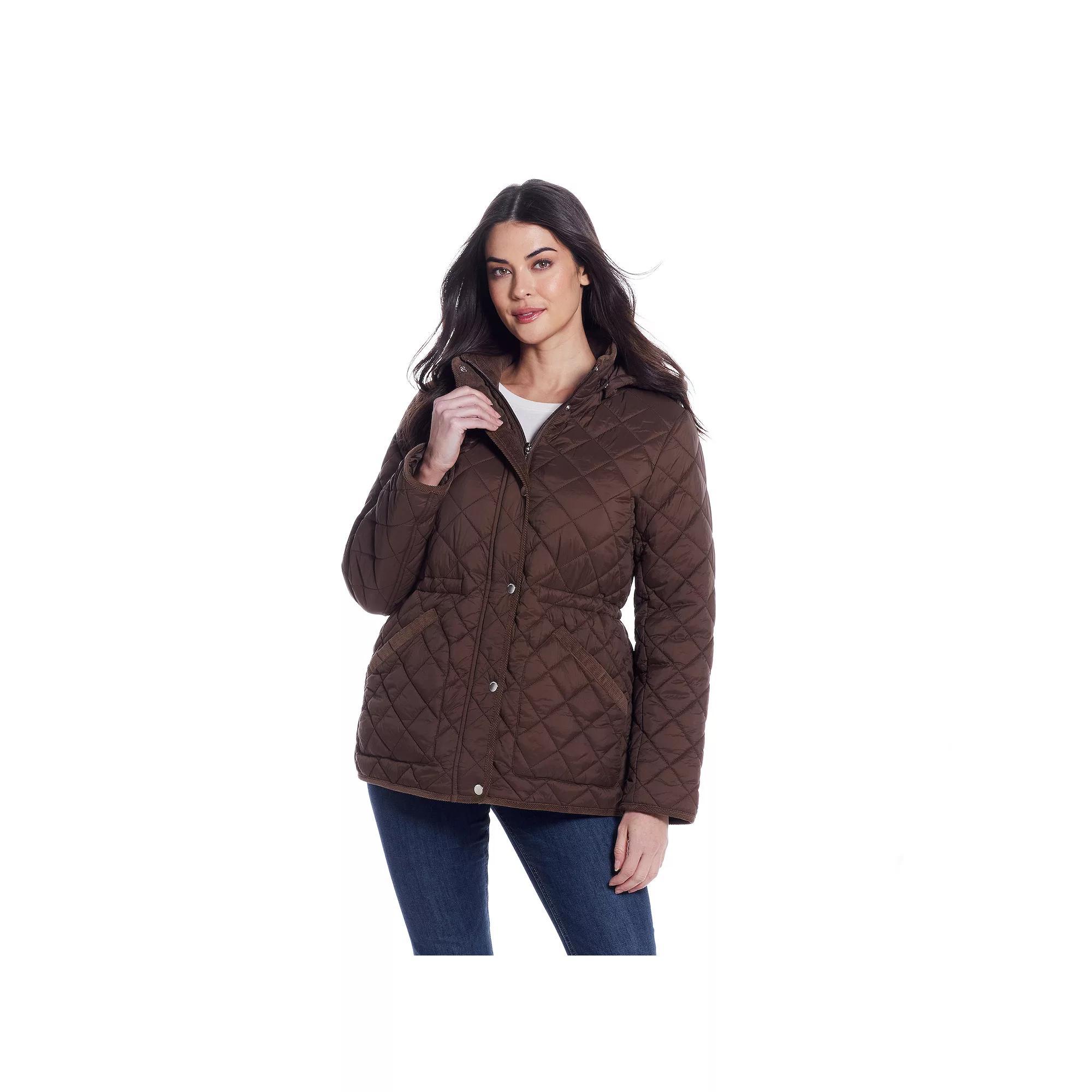 Women's Weathercast Corduroy Trimmed Quilted Anorak Jacket, Size: XL, Blue Product Image