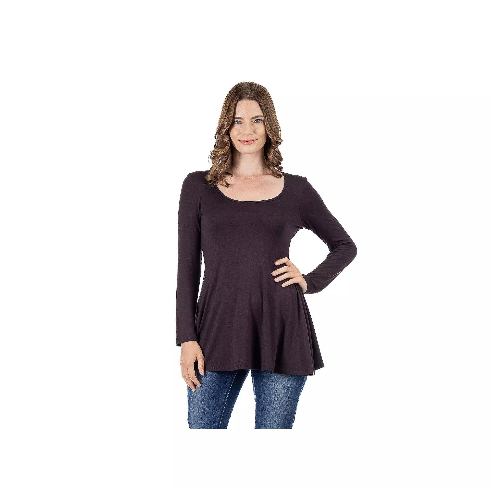 Womens 24Seven Comfort Apparel Swing Style Flared Tunic Top Purple Product Image