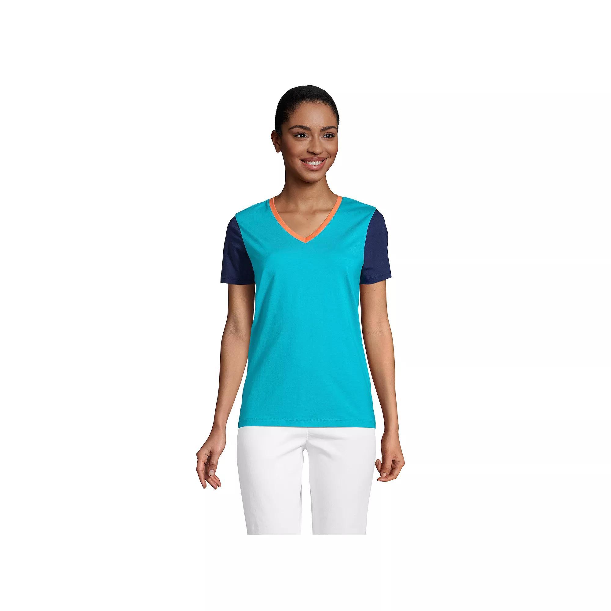 Petite Lands' End Relaxed-Fit Supima Cotton V-Neck Tee, Women's, Size: XS Petite, Simply Yellow Product Image