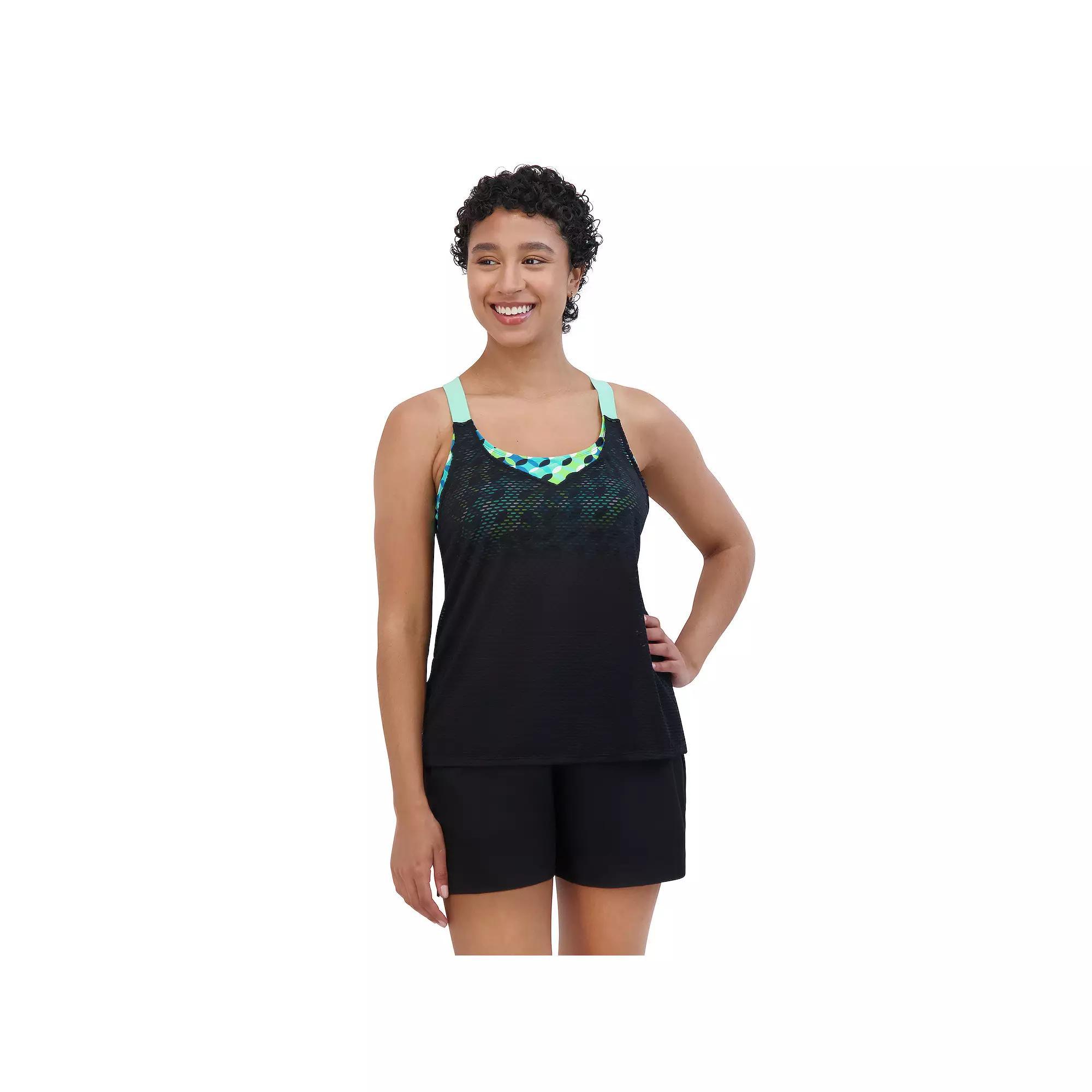 Women's ZeroXposur Comet UPF 30+ 2-in-1 Tankini Top, Size: Large, Matcha Product Image