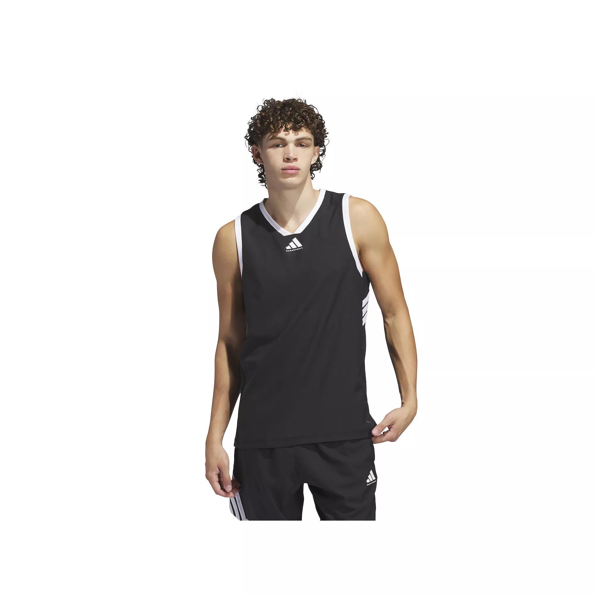 Men's adidas CrazyLite Basketball Jersey, Size: Large, Black White Product Image