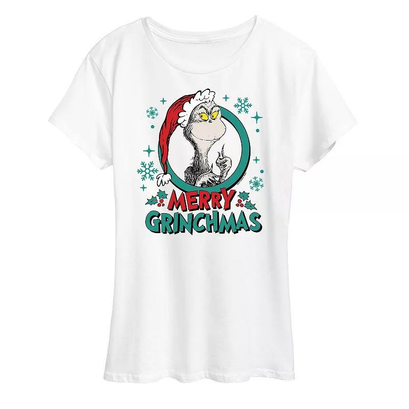 Womens Dr. Seuss The Grinch Grinchmas Circle Graphic Tee, Girls Grey Gray Product Image