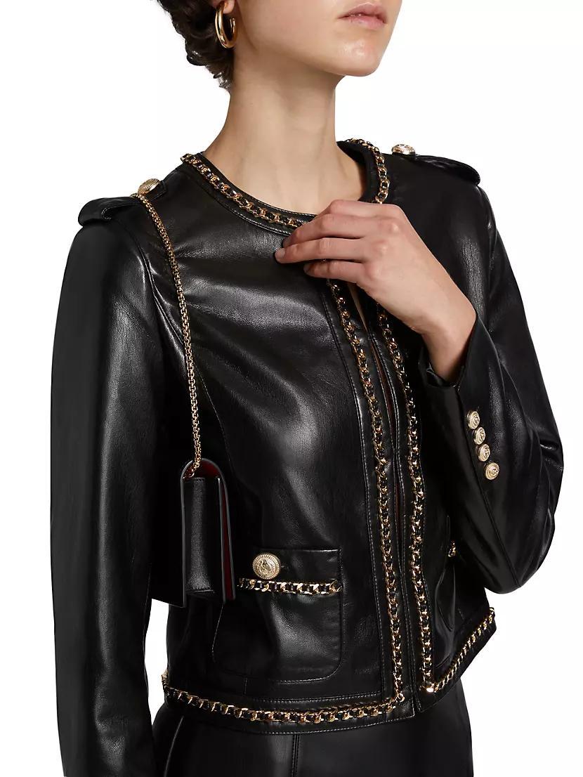 Jemmy Chain-Accented Faux Leather Jacket Product Image