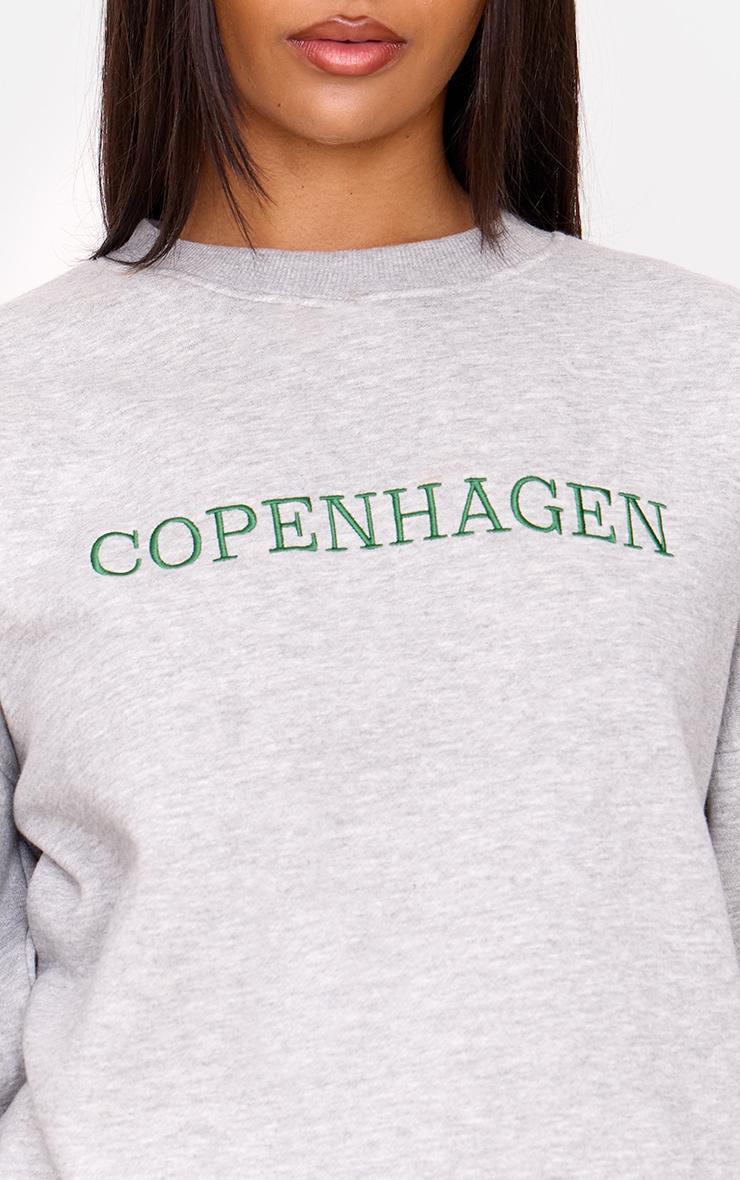  Ash Grey Oversized Copenhagen Embroidered Sweatshirt Product Image