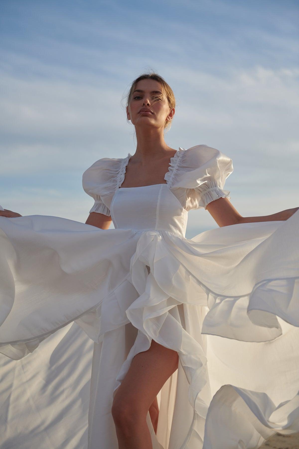 The Ivory Recycled Ruffle Gown Product Image
