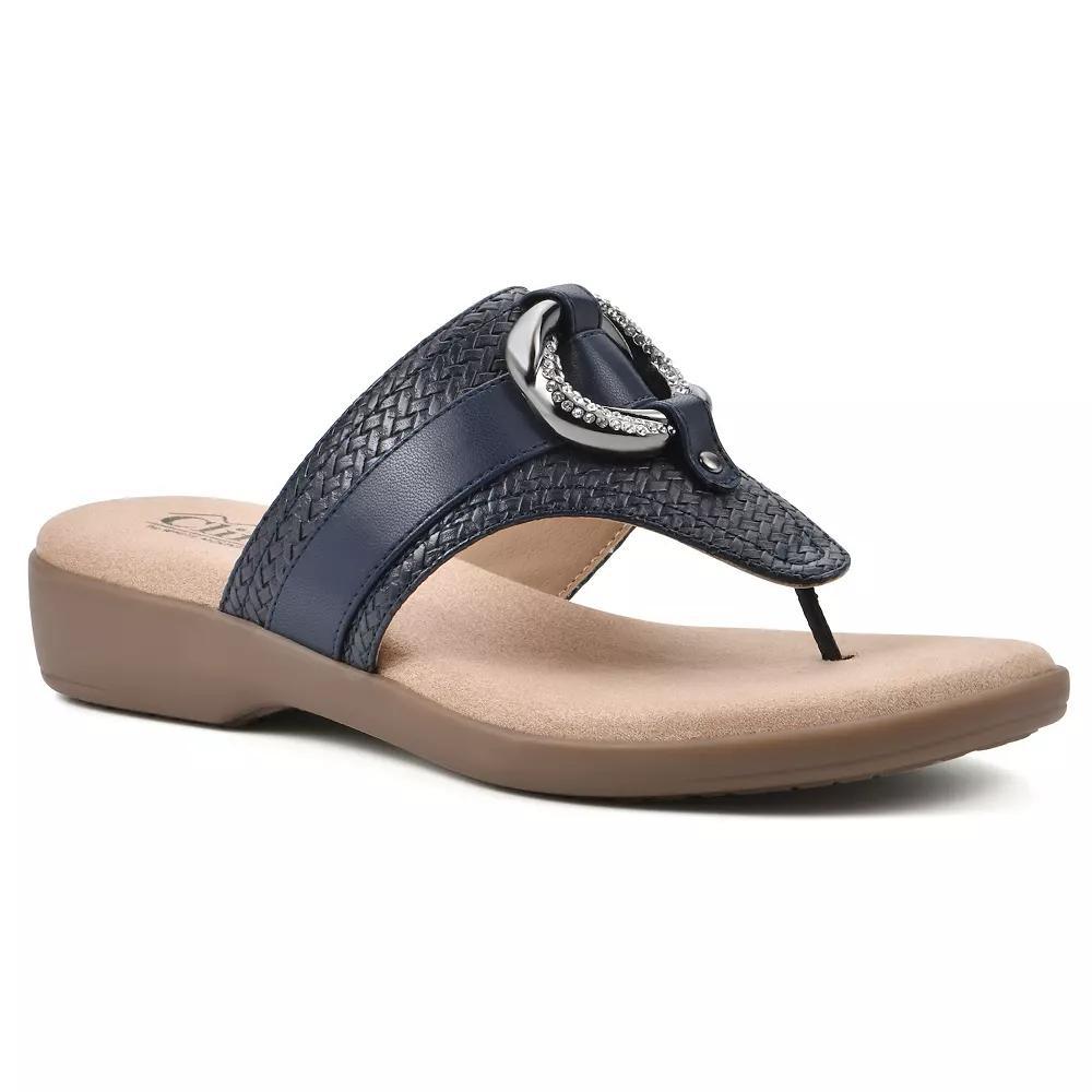 Cliffs by White Mountain Benedict Women's Thong Sandals, Size: 8, Blue Woven Product Image