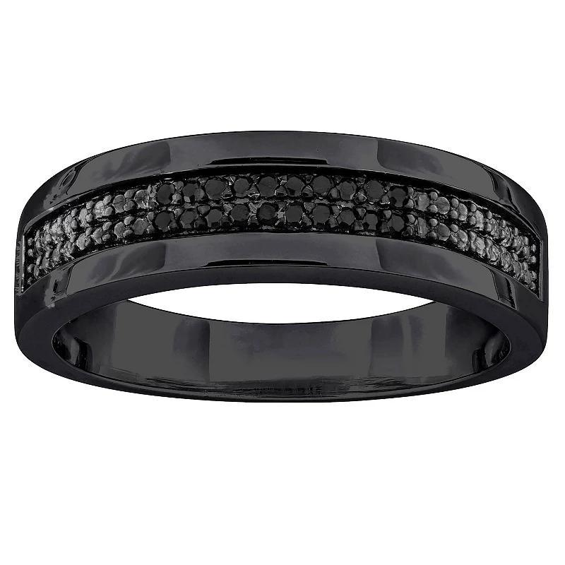 Stella Grace Men's Sterling Silver 1/10 Carat T.W. Black Diamond Anniversary Ring, Size: 11 Product Image