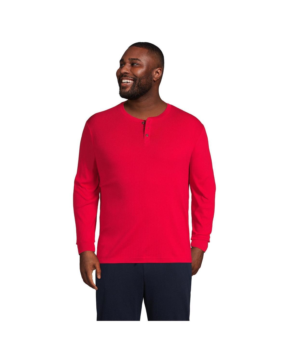 Men's Lands' End Ribbed Pajama Sleep Henley, Size: XXL, Grey Heather Product Image