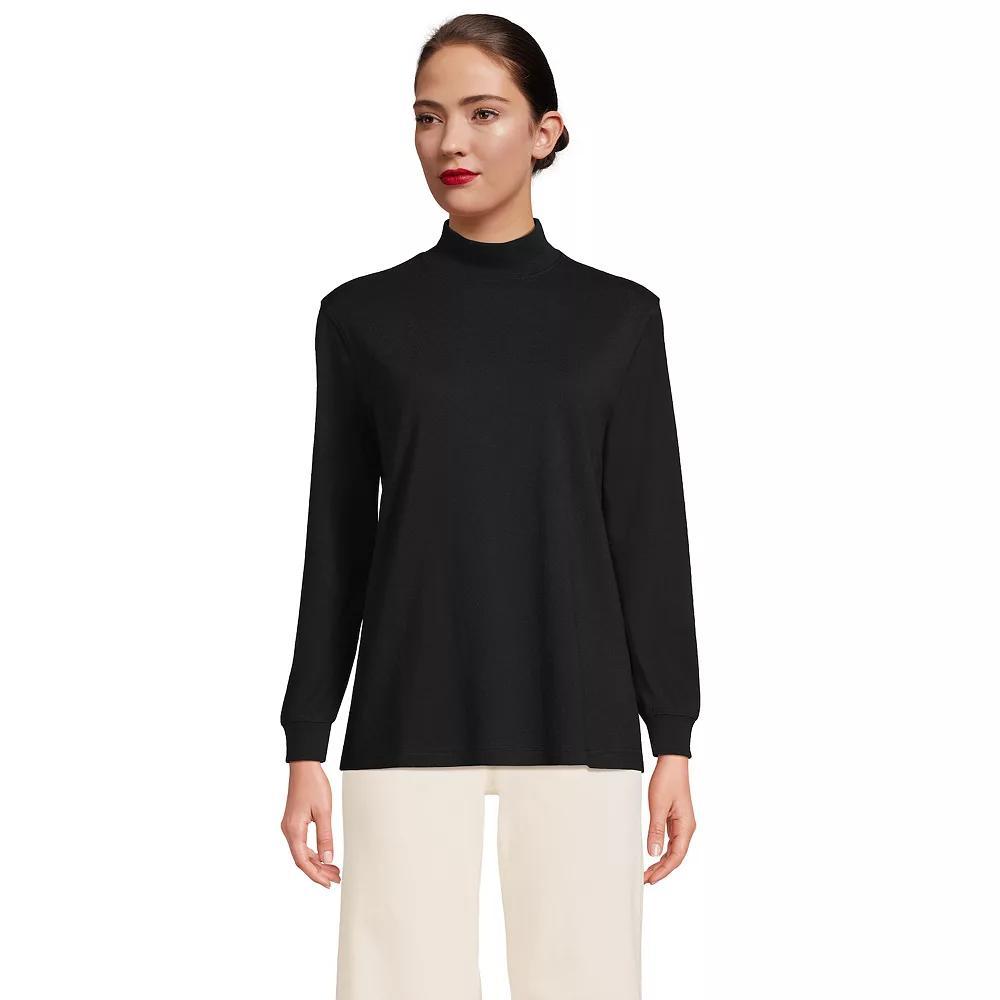 Women's Lands' End Long Sleeve Super T Mockneck Top, Size: Large, Deep  Blue Product Image