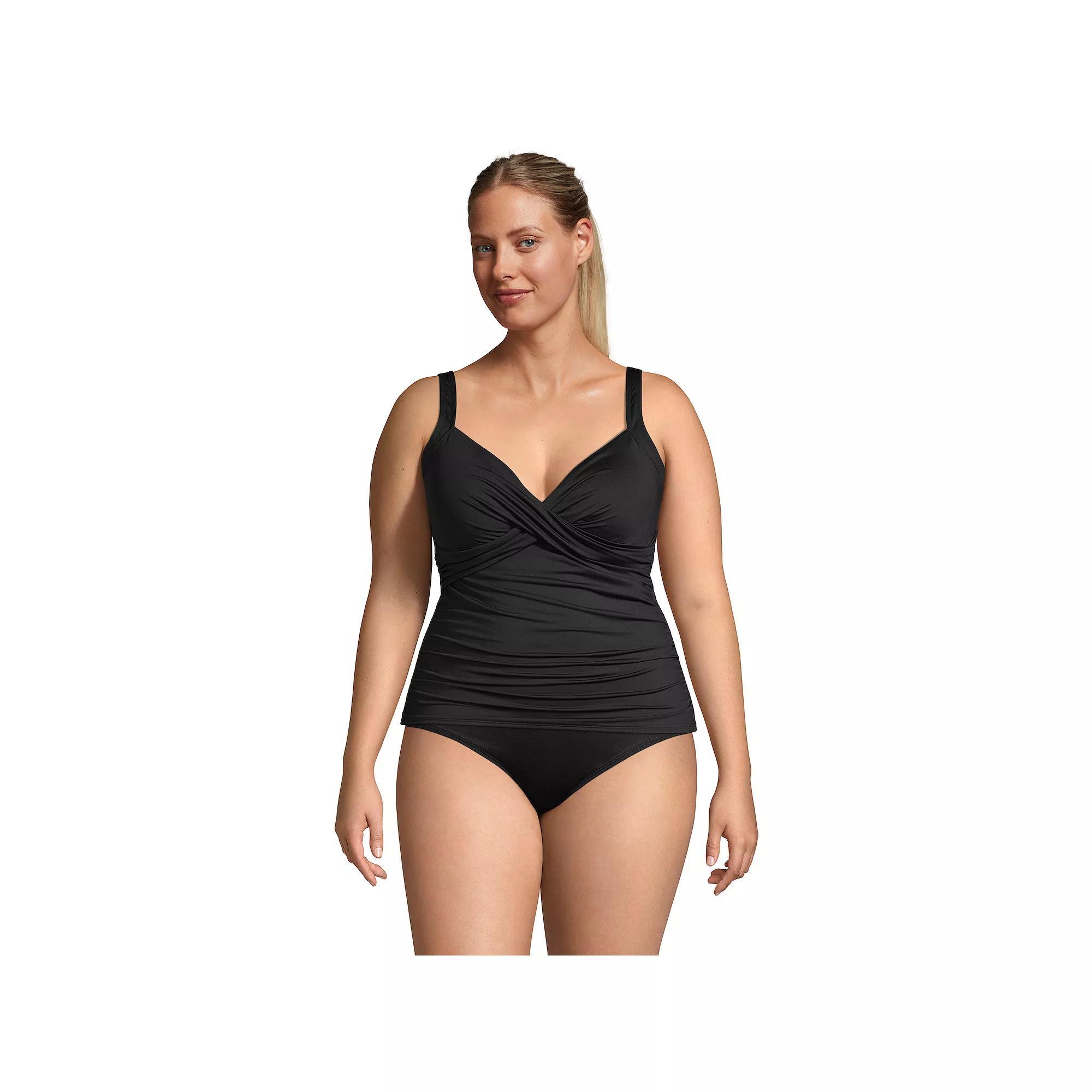 Women's Lands' End Surplice Underwire Tankini Swimsuit Top, Size: 14, Rich Brown Product Image