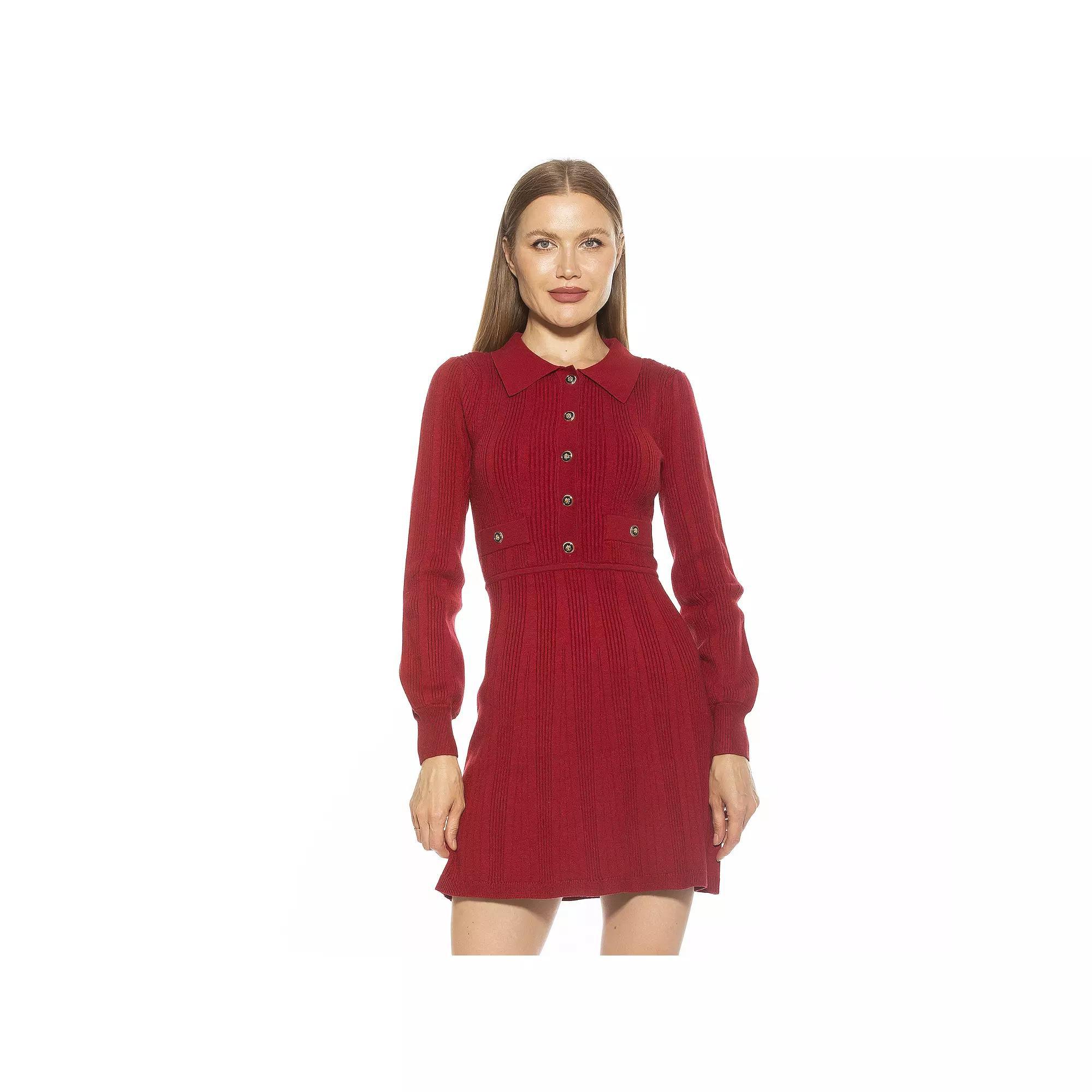 Womens Alexia Admor Ellie Collared Fit & Flare Knit Dress Product Image