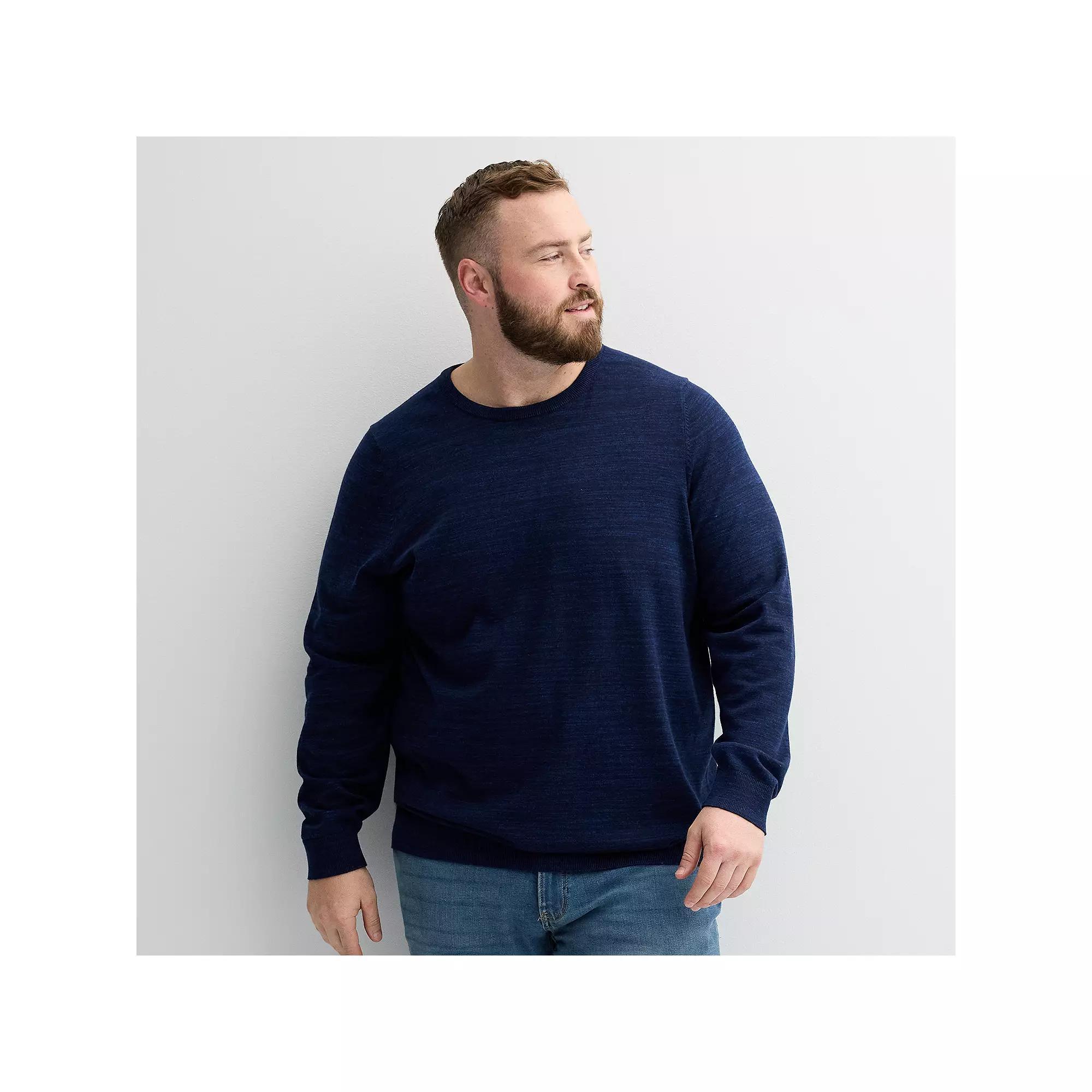 Big & Tall Sonoma Goods For Life® Crewneck Sweater, Men's, Size: Large Tall, Gray Black Grey Product Image