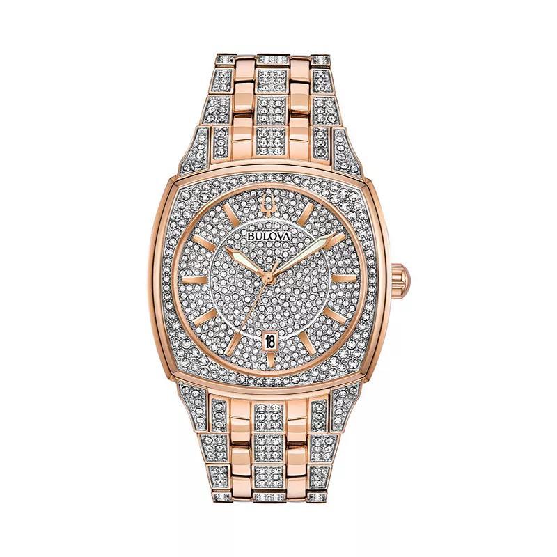 Bulova Men's Crystal Watch, Pave Dial - 96B296, Silver Tone Product Image
