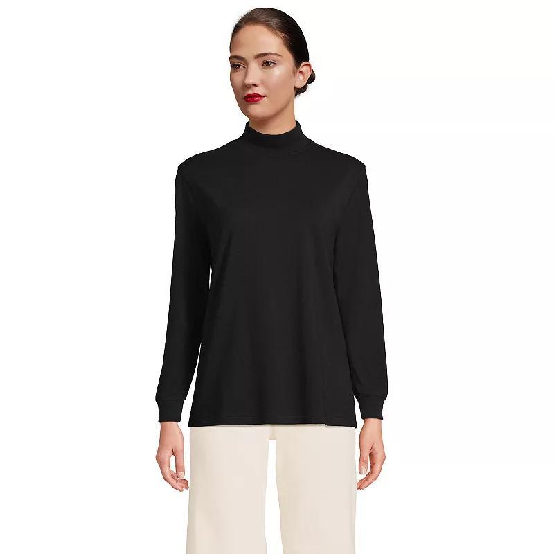 Women's Lands' End Long Sleeve Super T Mockneck Top, Size: Large, Deep  Blue Product Image