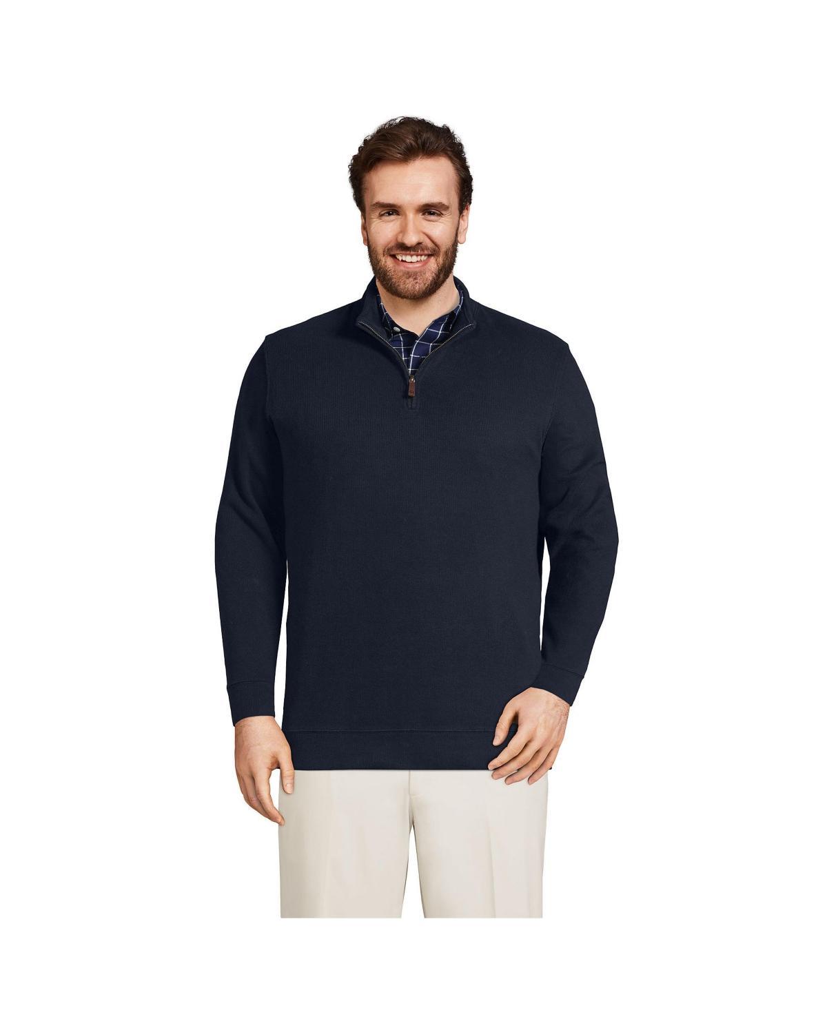 Big & Tall Lands End Bedford Classic-Fit Ribbed Quarter-Zip Sweater, Mens Product Image
