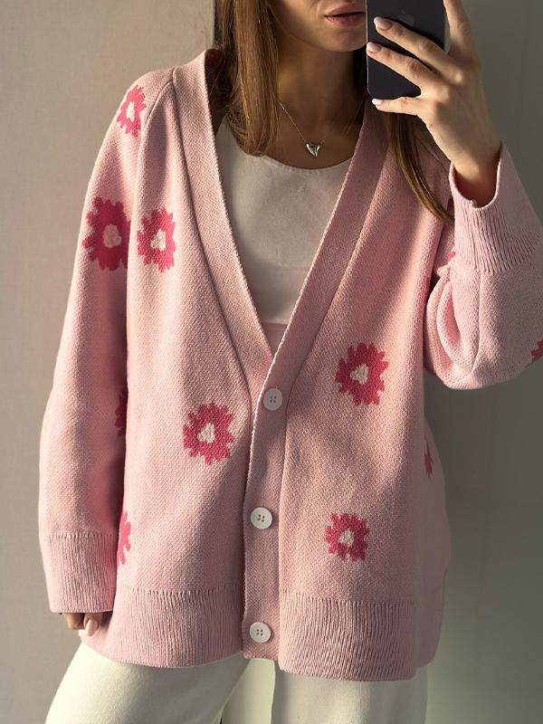 Printed Single-Breasted Button Cardigan Product Image
