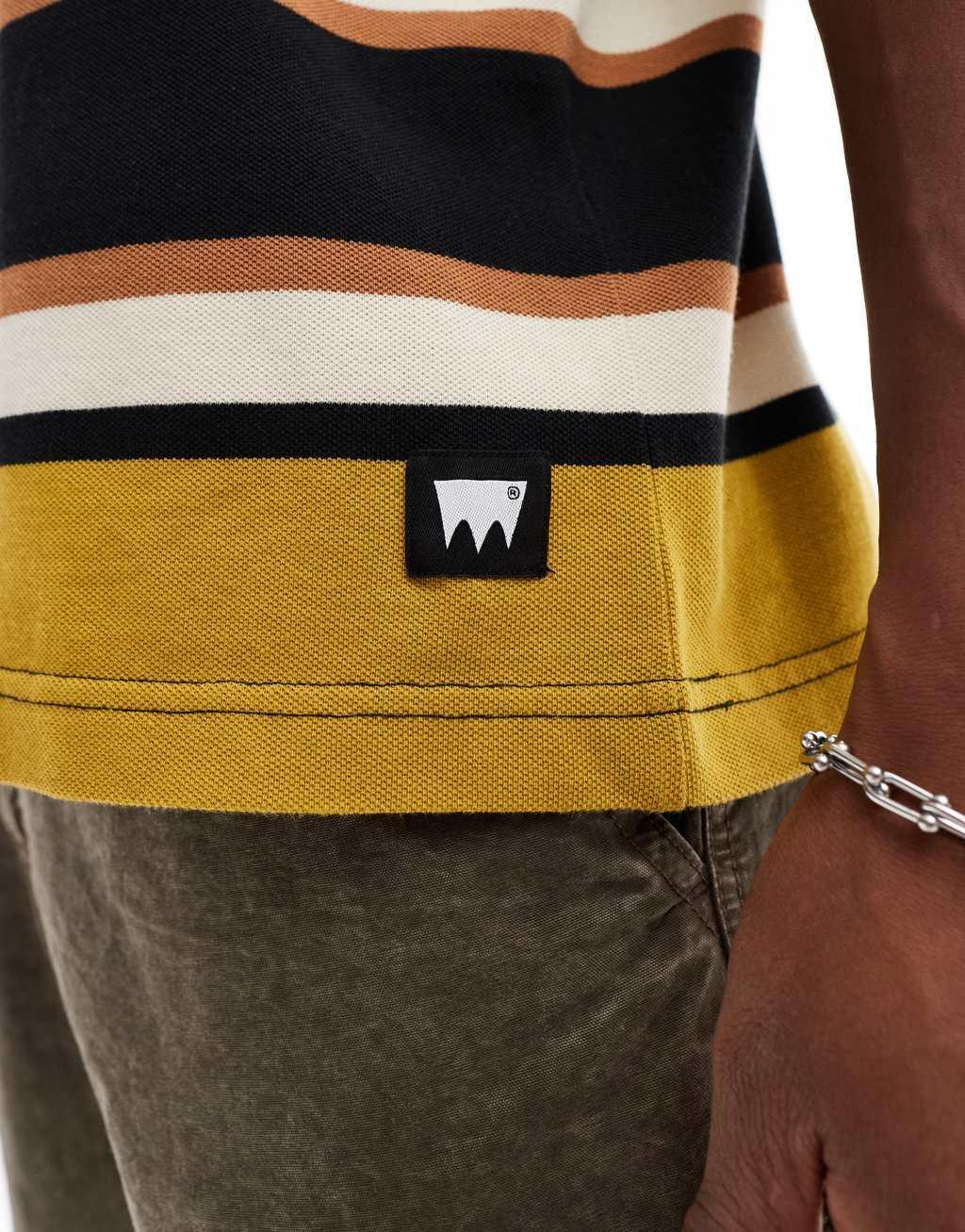 Levi's Skateboarding pique stripe boxy fit t-shirt in multi yellow Product Image