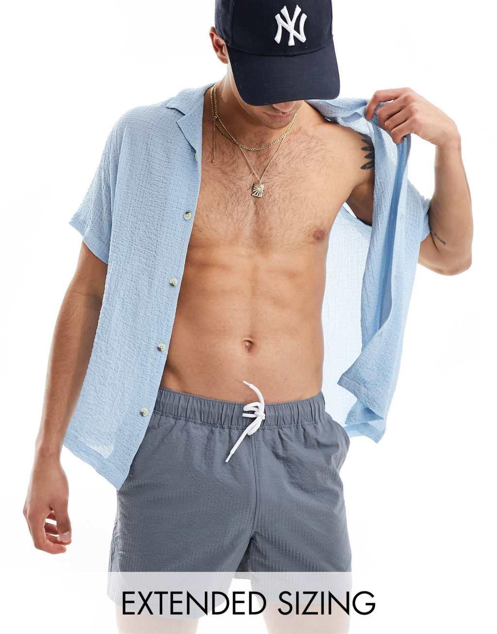 ASOS DESIGN seersucker swim shorts Product Image