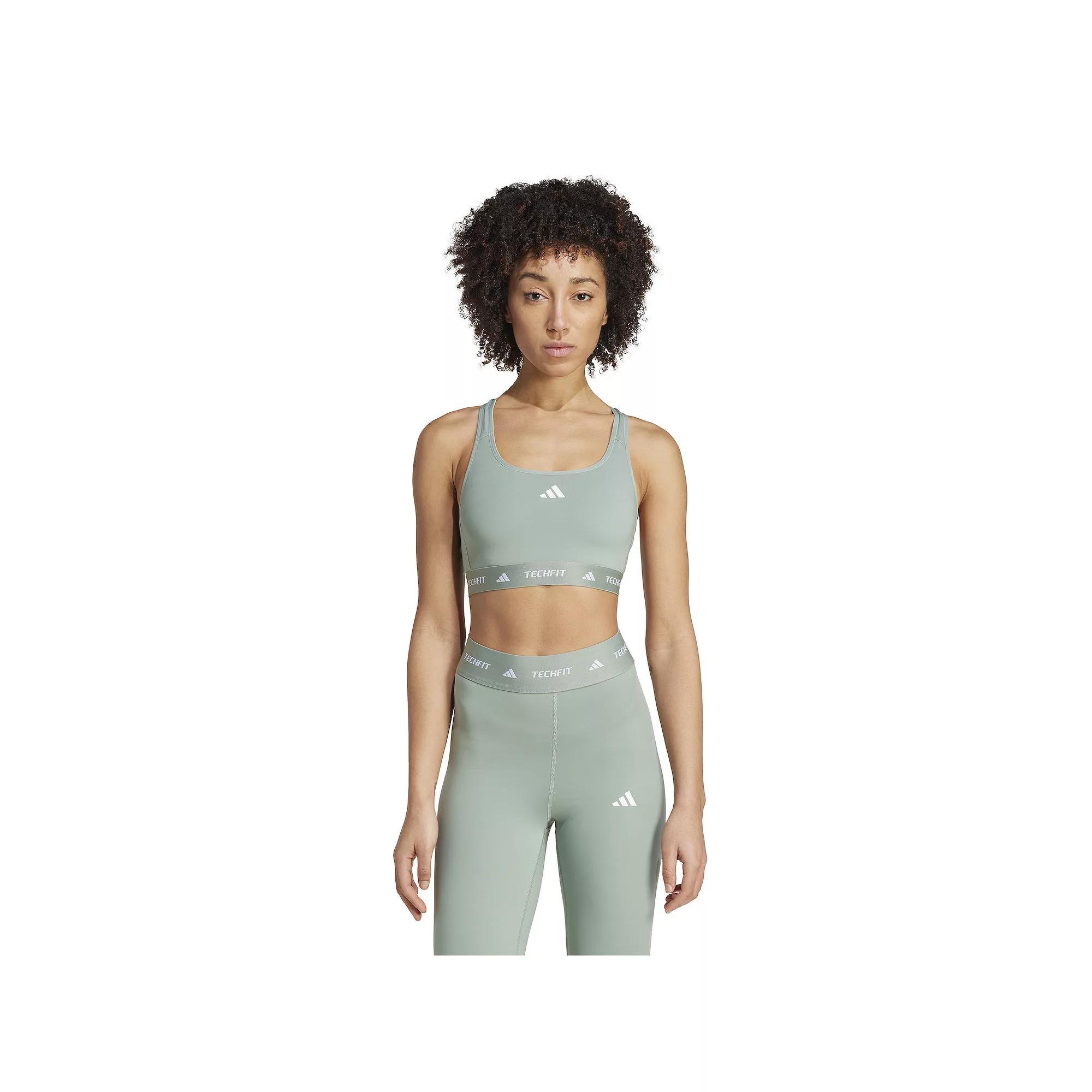 adidas Techfit Training Sports Bra, Women's, Size: 3XL, Silver Green Product Image
