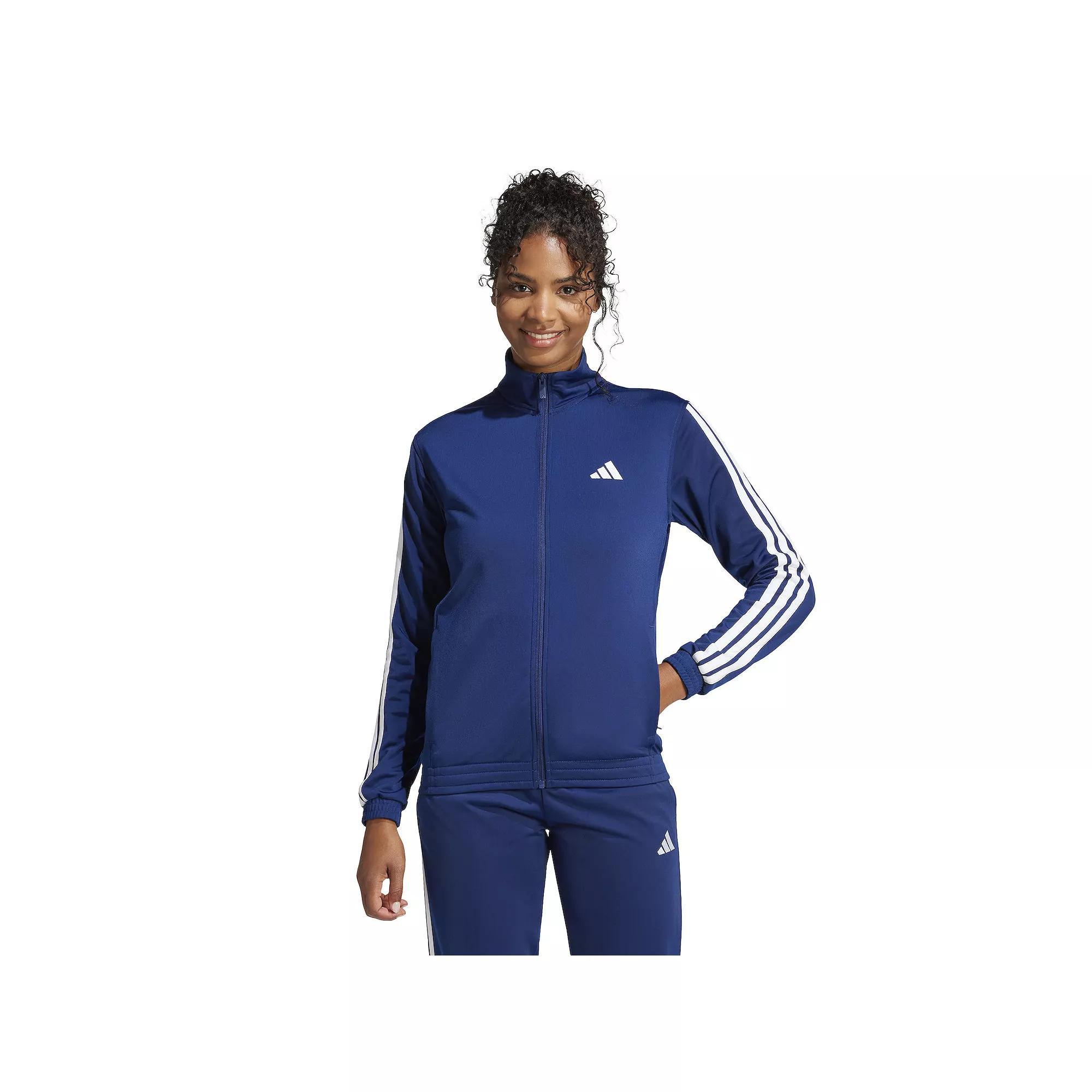 Women's adidas Tricot 3-Stripes Track Top, Size: XL, Dark Blue White Product Image