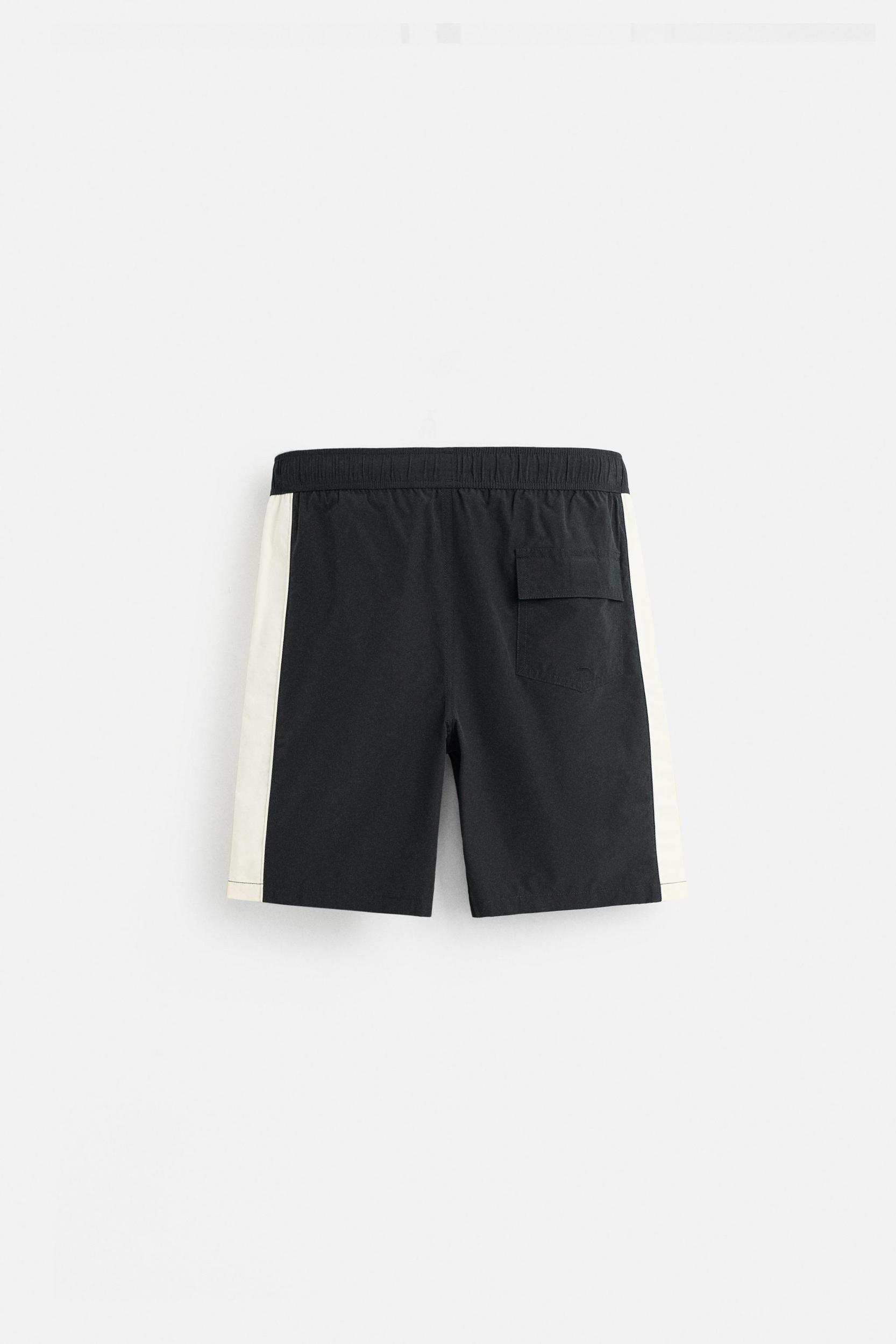 STRIPED LONG SWIM TRUNKS Product Image