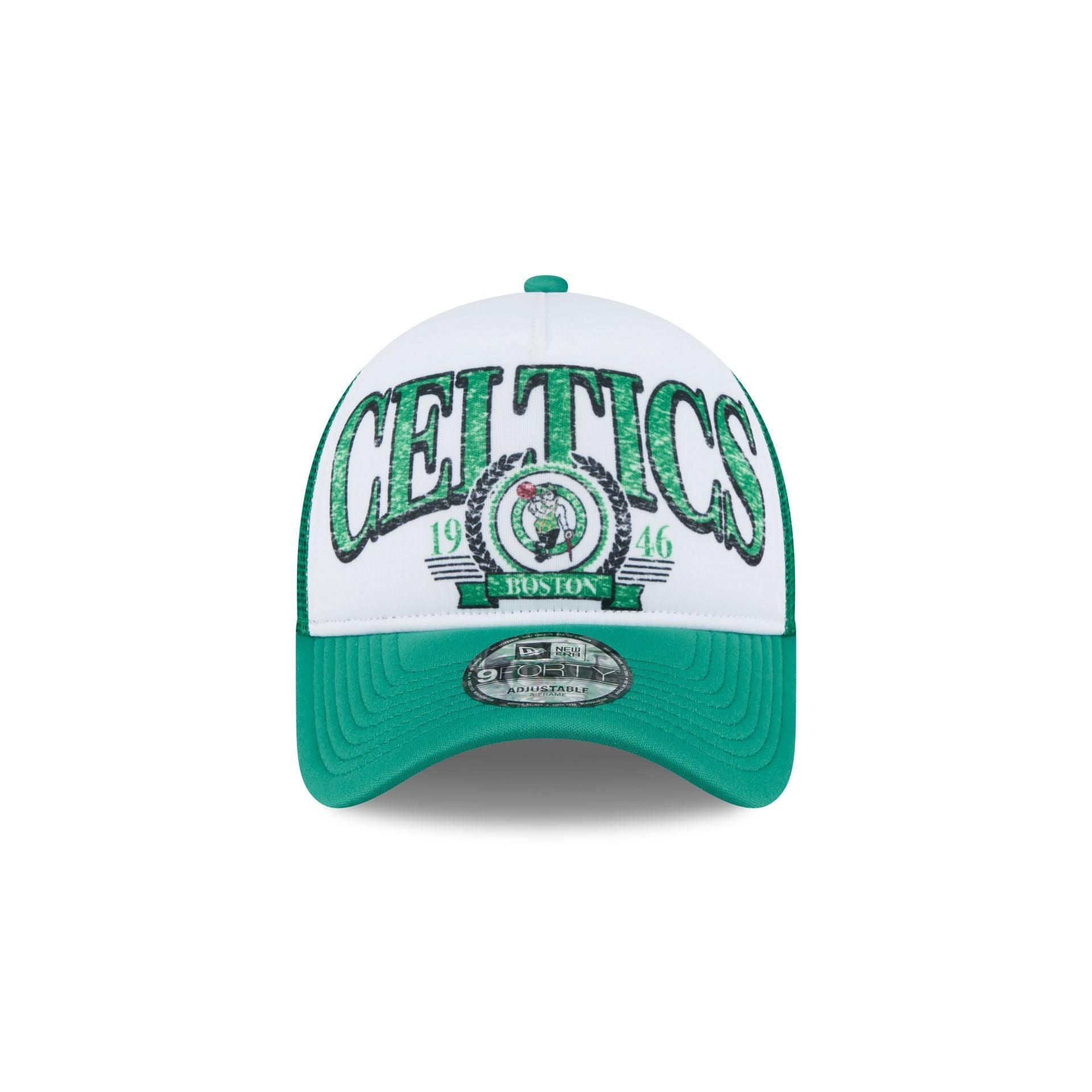 Boston Celtics Distressed 9FORTY A-Frame Trucker Hat Male Product Image