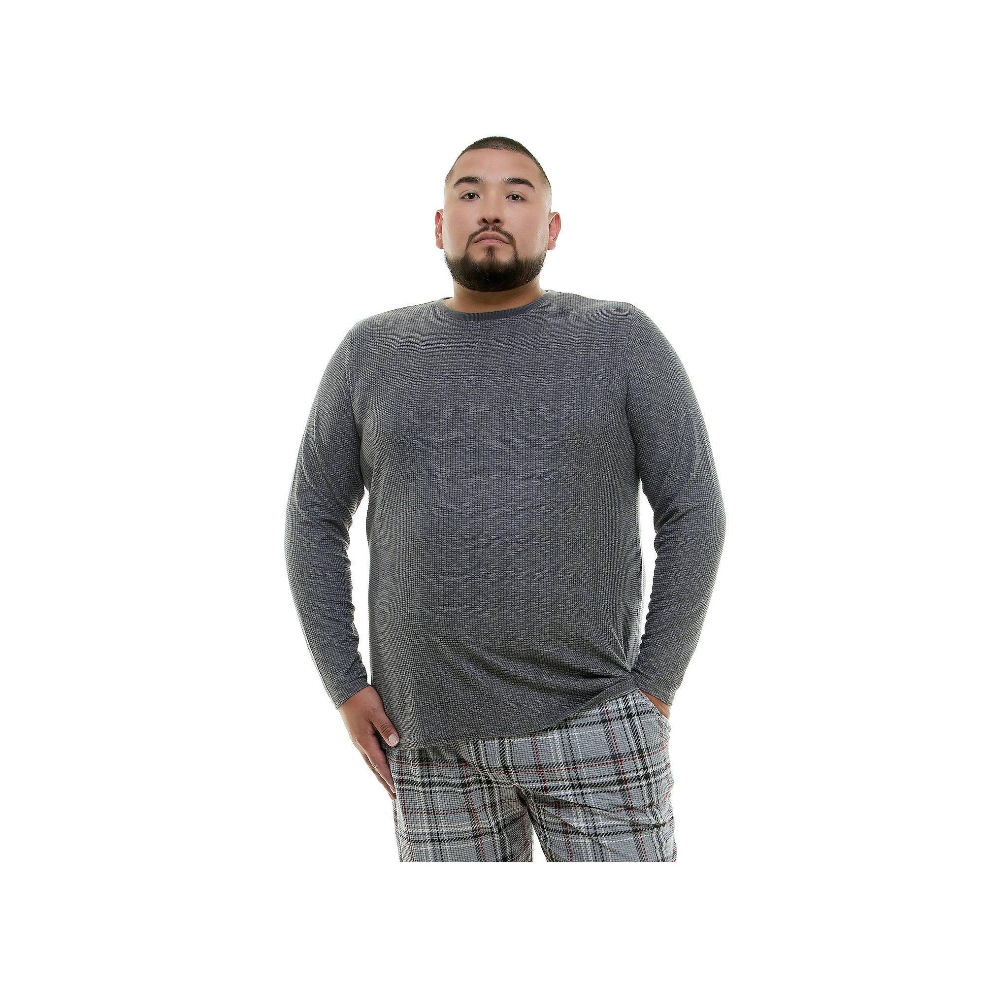 Big & Tall Sonoma Goods For Life® Long Sleeve Crewneck Pajama Shirt, Men's, Size: Large Tall, Medium Grey Product Image