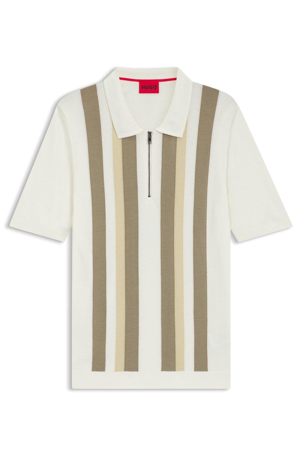 Zip-neck polo sweater with vertical stripes Product Image