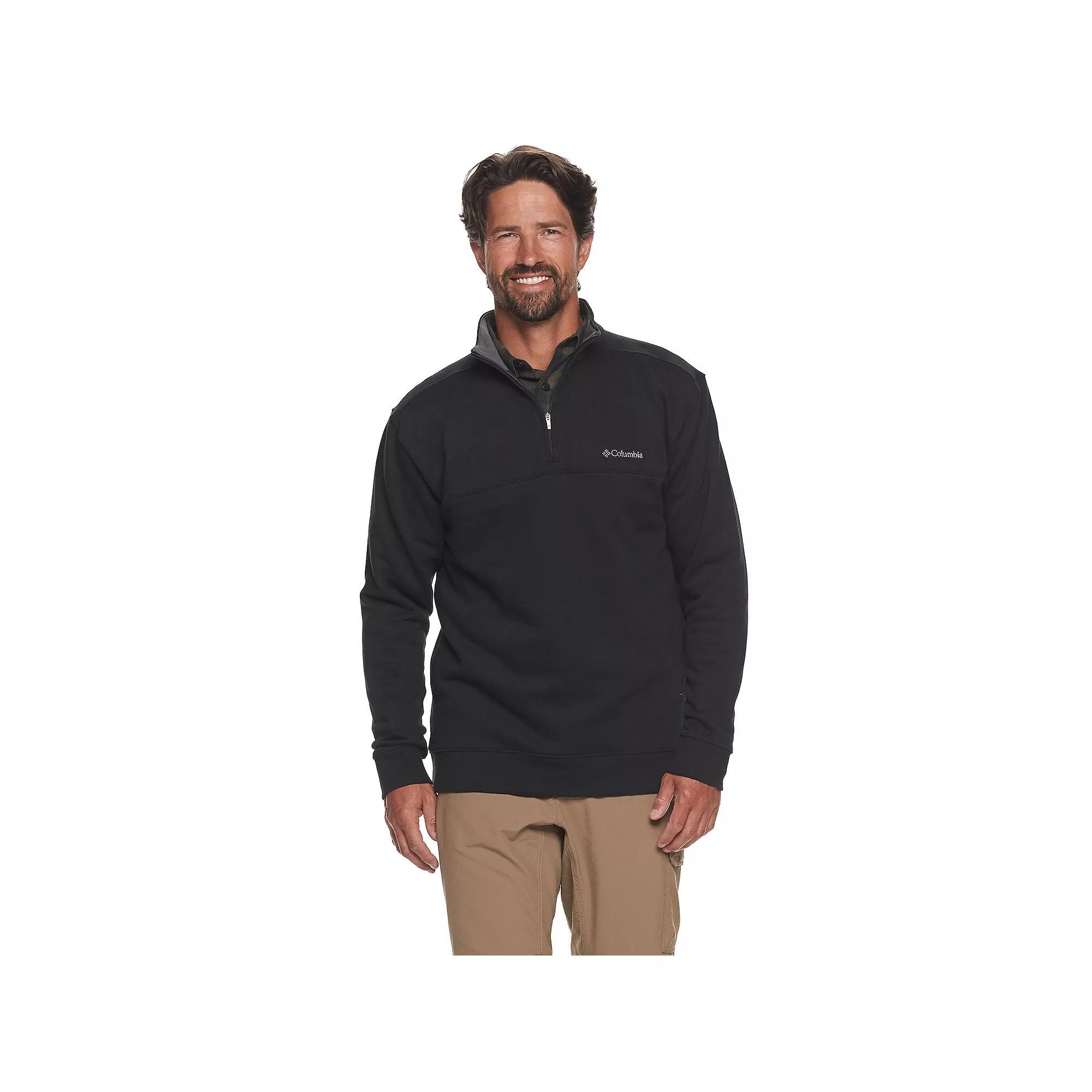 Mens Columbia Hart Mountain II Quarter-Zip Pullover Oatmeal Grey Product Image