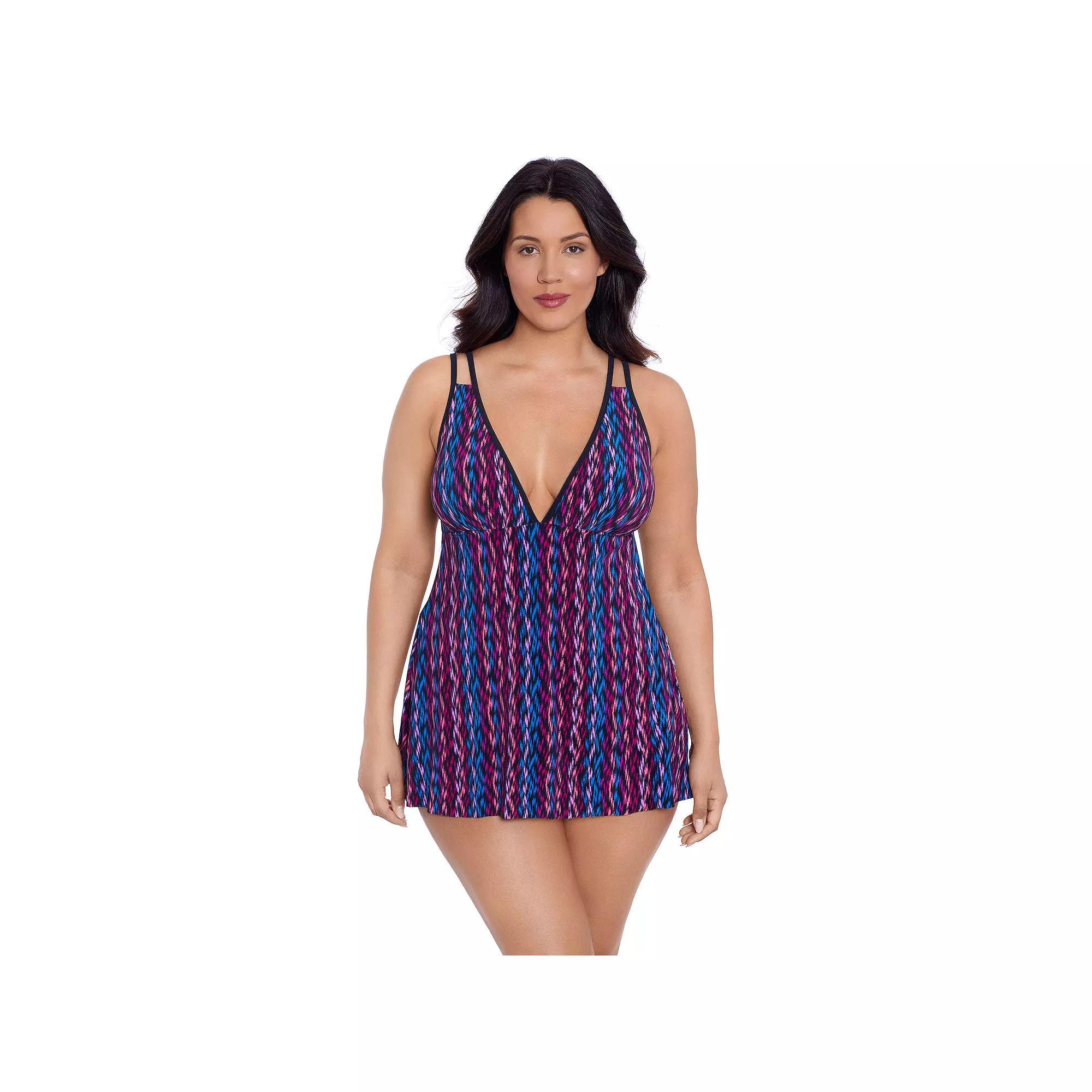 Women's Trimshaper Tracy Swim Dress, Size: 14, Serape Stripe Product Image