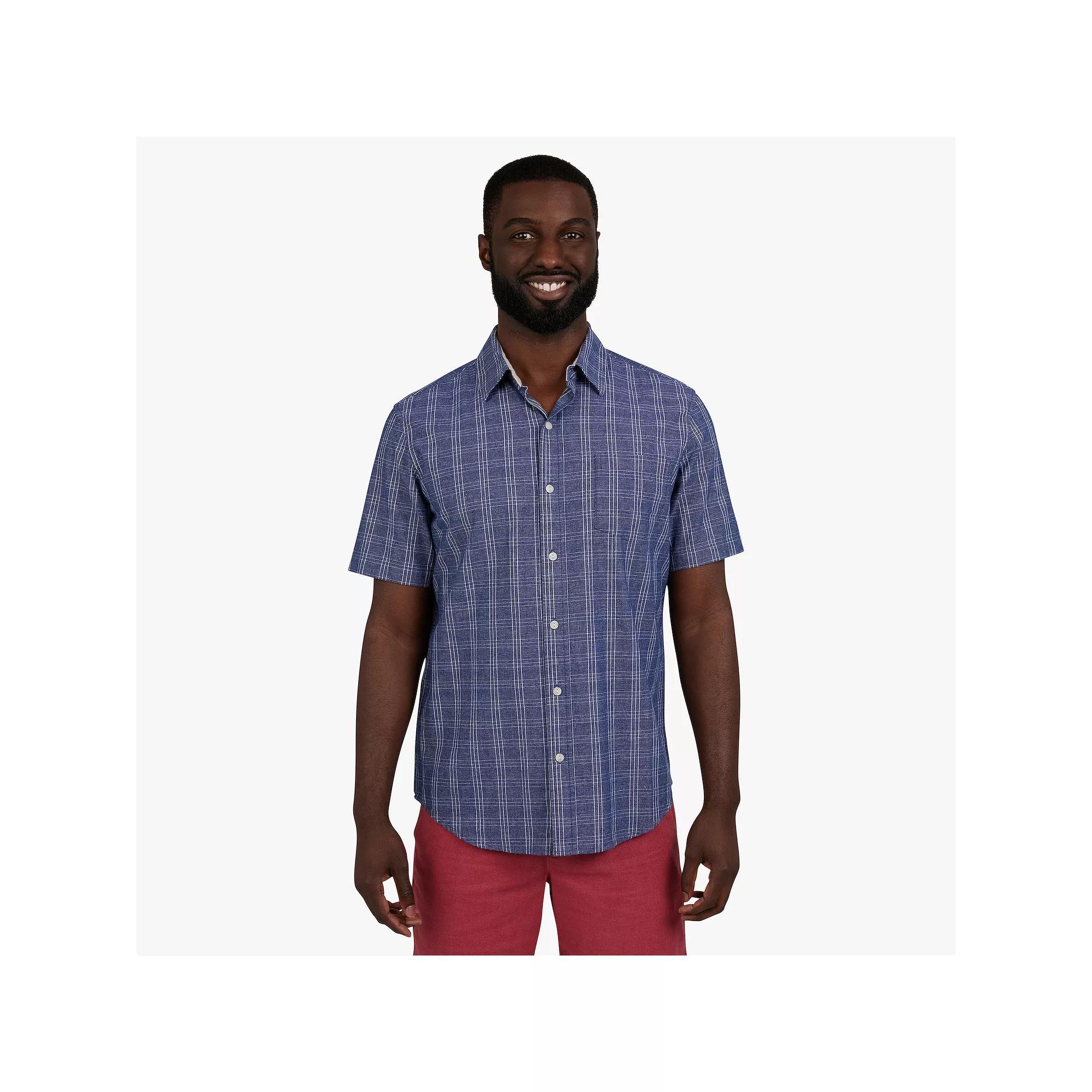 Men's Chaps Short Sleeve Button Down Shirt, Size: XL, Estate Blue Product Image