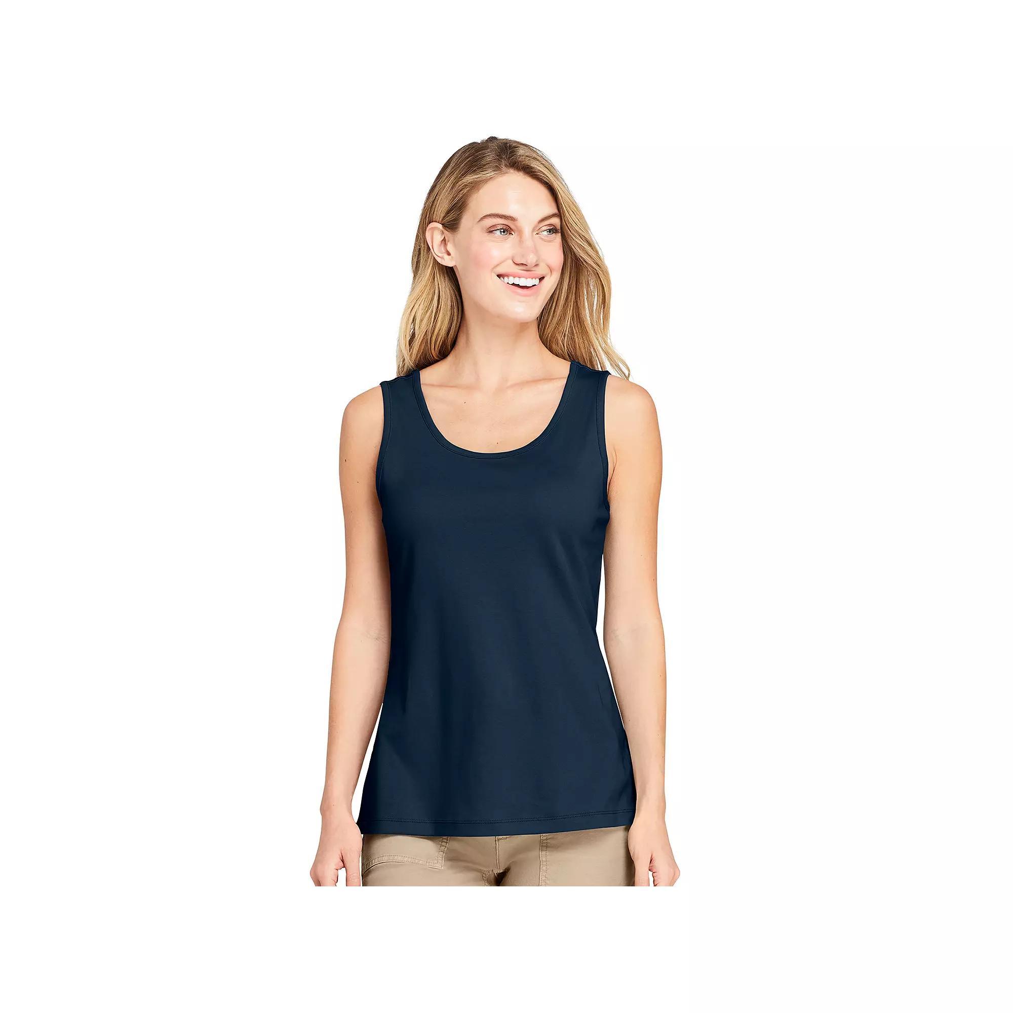 Women's Lands' End Cotton Tank Top, Size: XL, White Product Image
