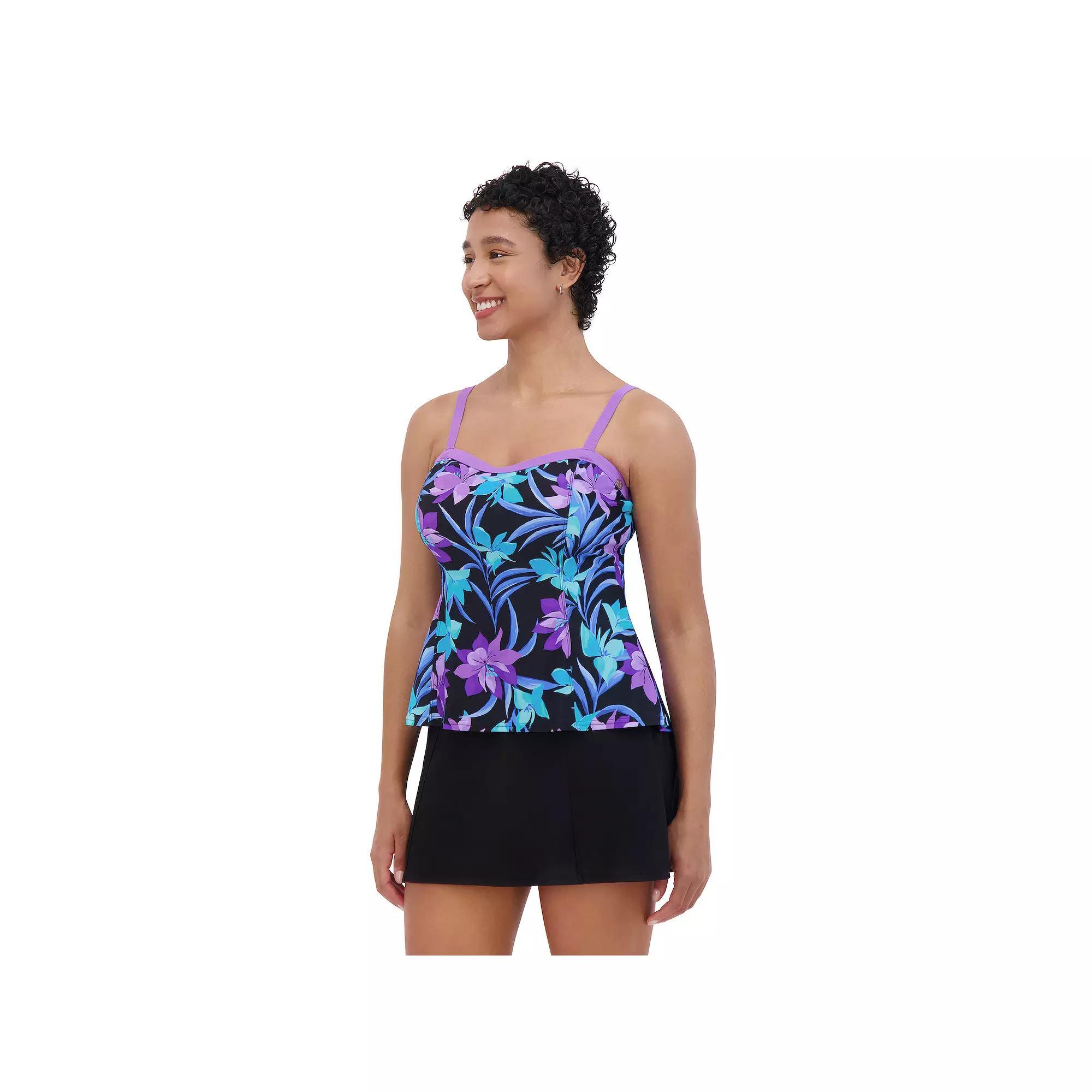 Womens ZeroXposur Zuzu Peplum Tankini Swim Top Purple Product Image